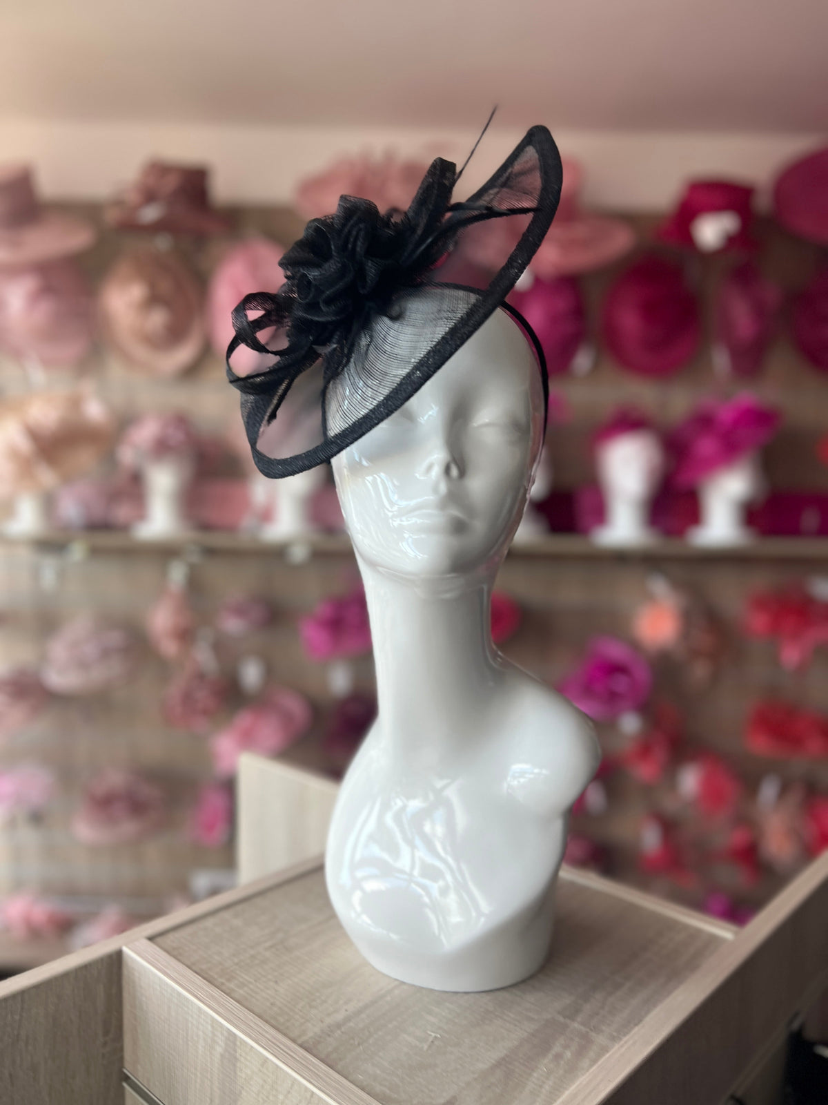 Crescent Design Half Disc Black Fascinator-Fascinators Direct