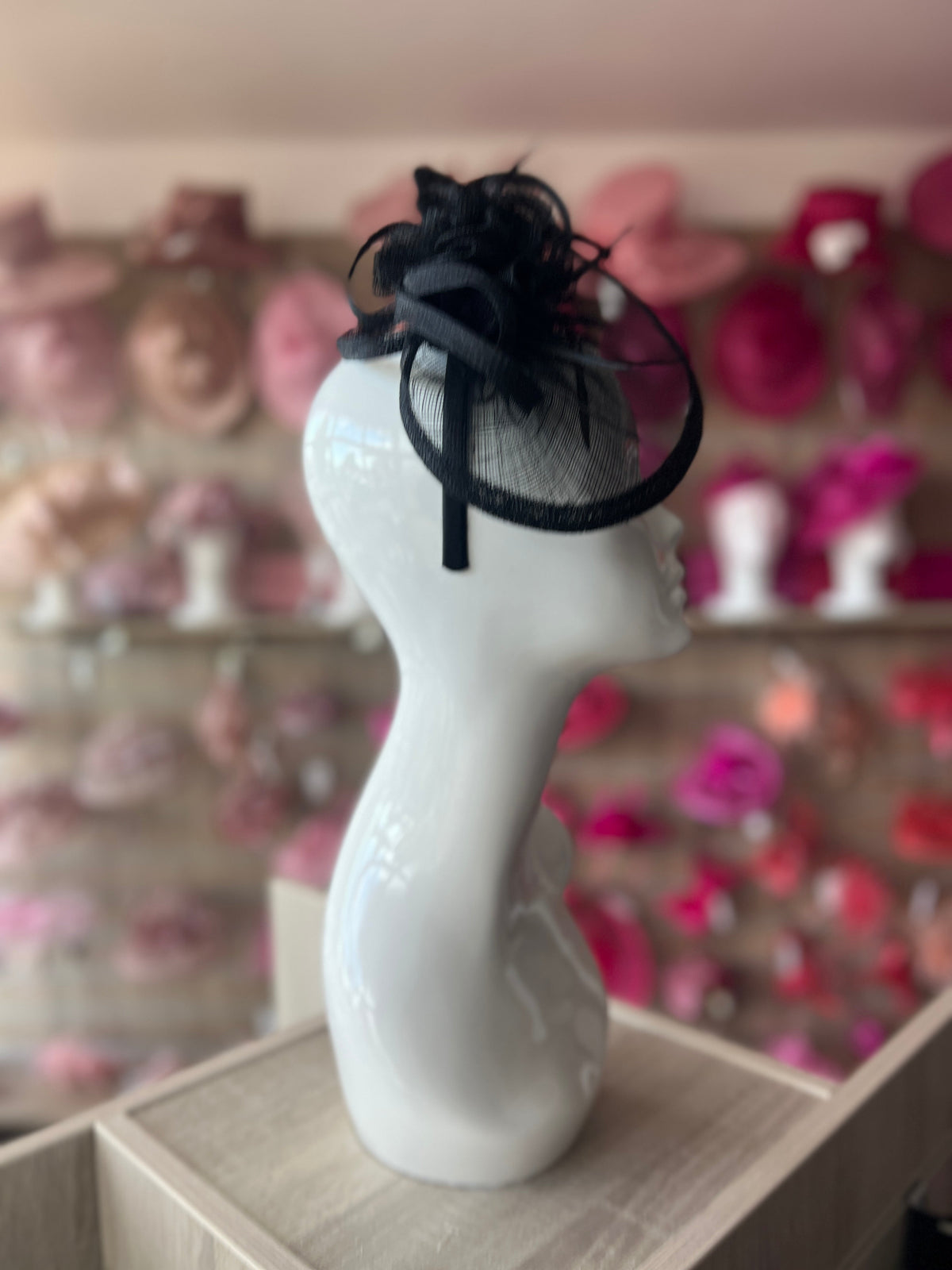 Crescent Design Half Disc Black Fascinator-Fascinators Direct