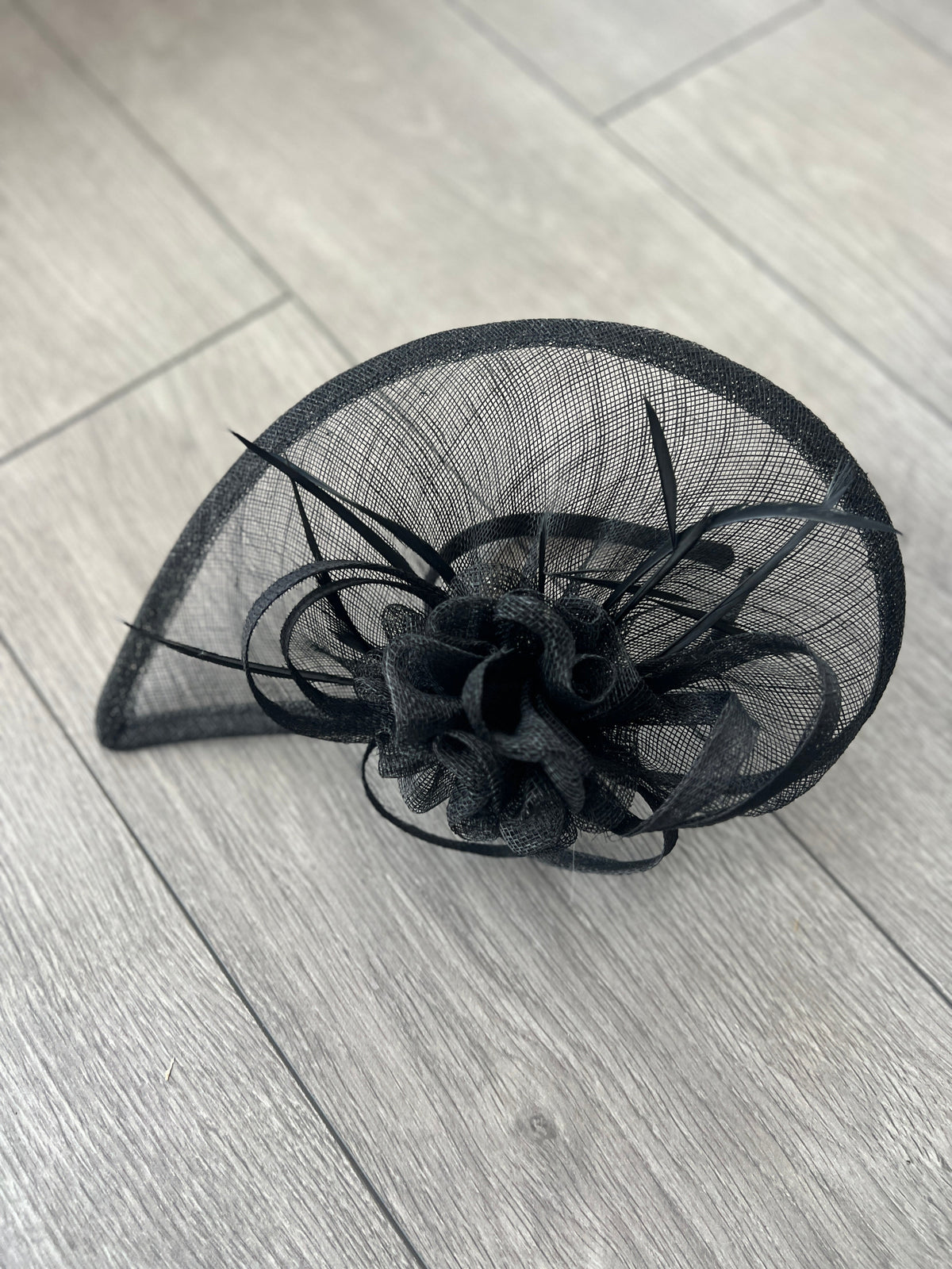 Crescent Design Half Disc Black Fascinator-Fascinators Direct