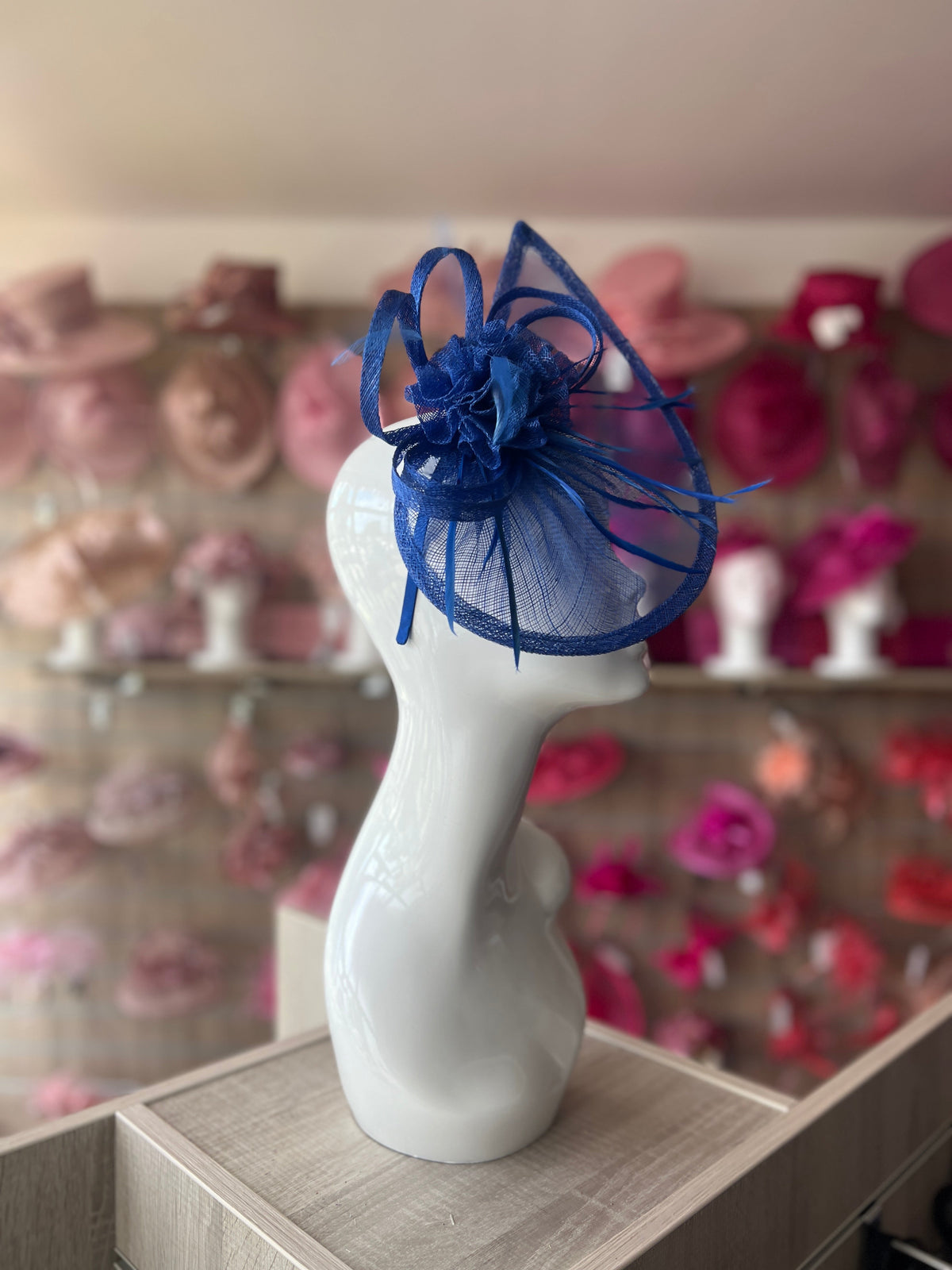 Crescent Design Half Disc Blue Wedding Fascinator-Fascinators Direct