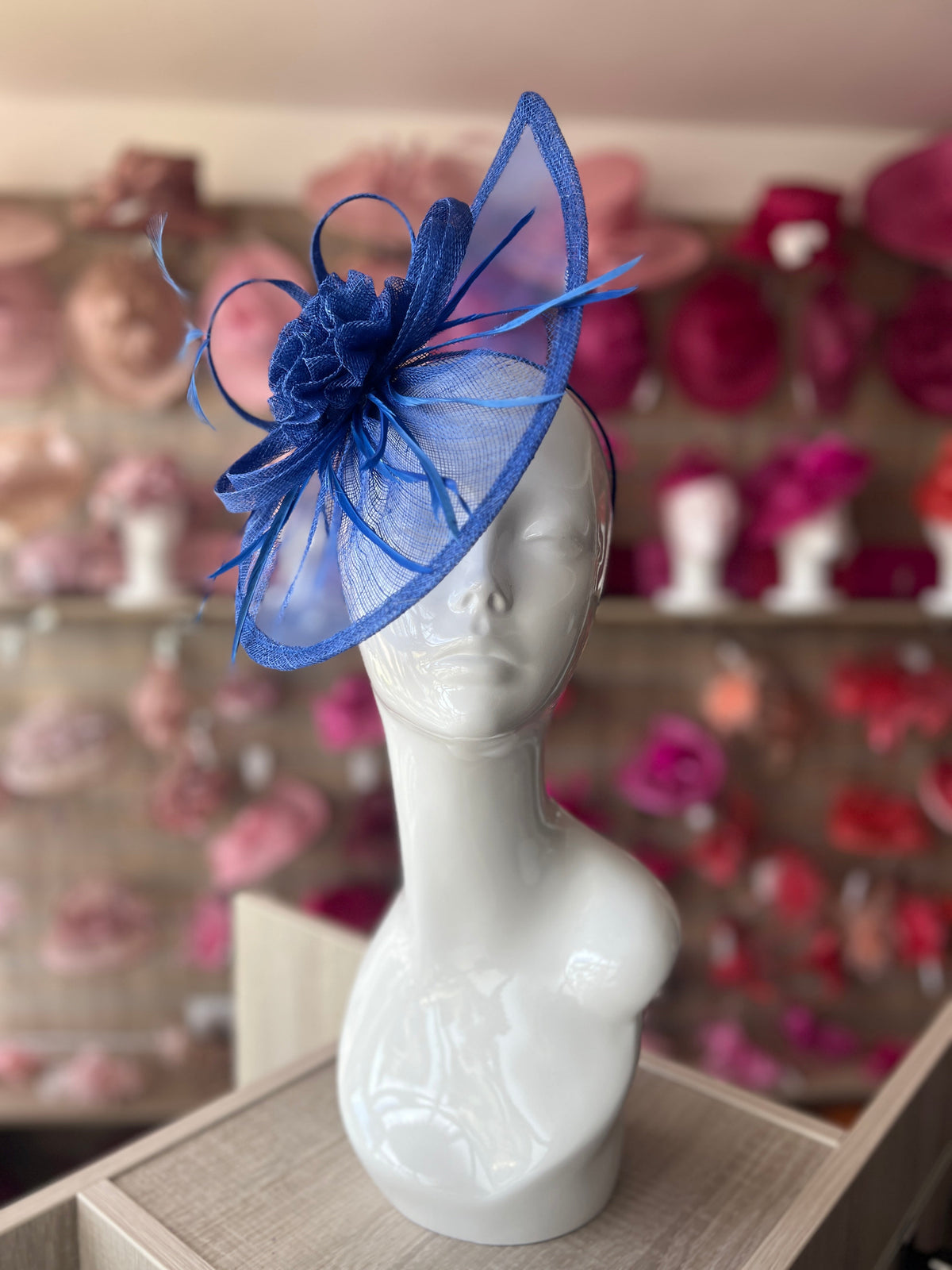 Crescent Design Half Disc Blue Wedding Fascinator-Fascinators Direct