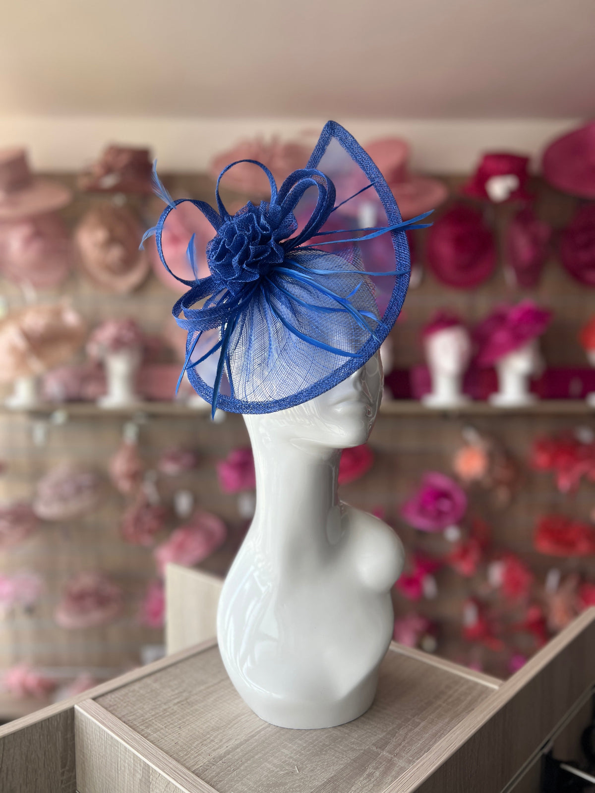 Crescent Design Half Disc Blue Wedding Fascinator-Fascinators Direct