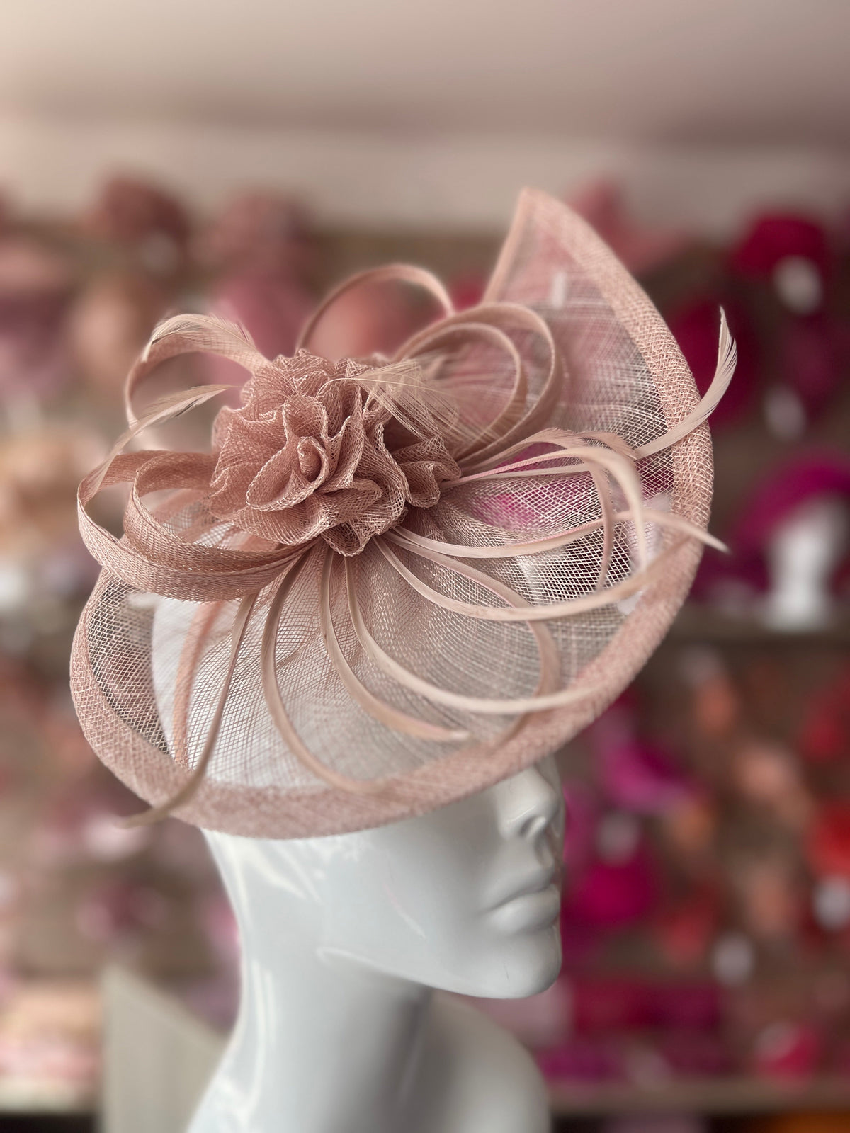 Crescent Design Half Disc Blush Pink Fascinator-Fascinators Direct