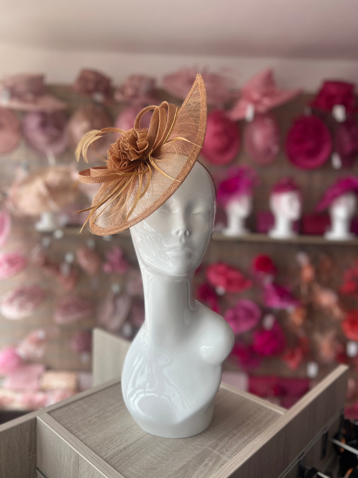 Crescent Design Half Disc Bronze Fascinator-Fascinators Direct