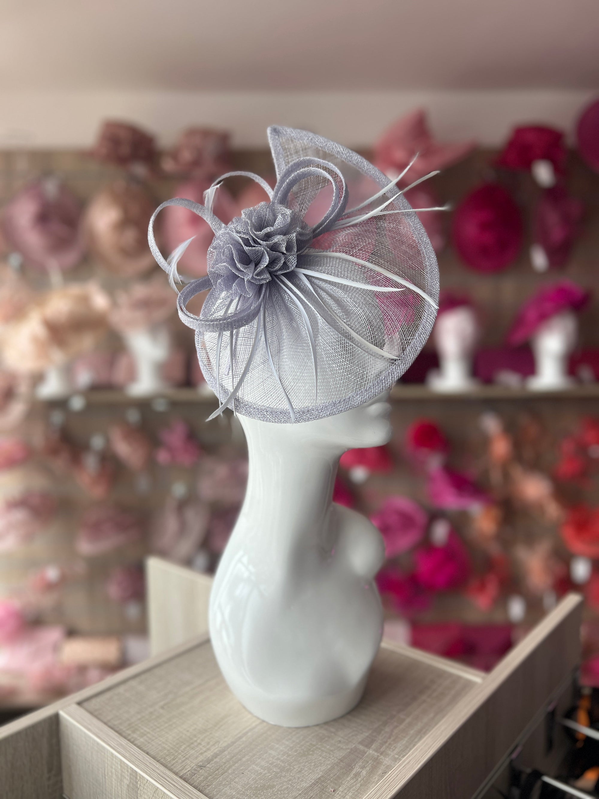 Crescent Design Half Disc Cornflower Blue Wedding Fascinator-Fascinators Direct