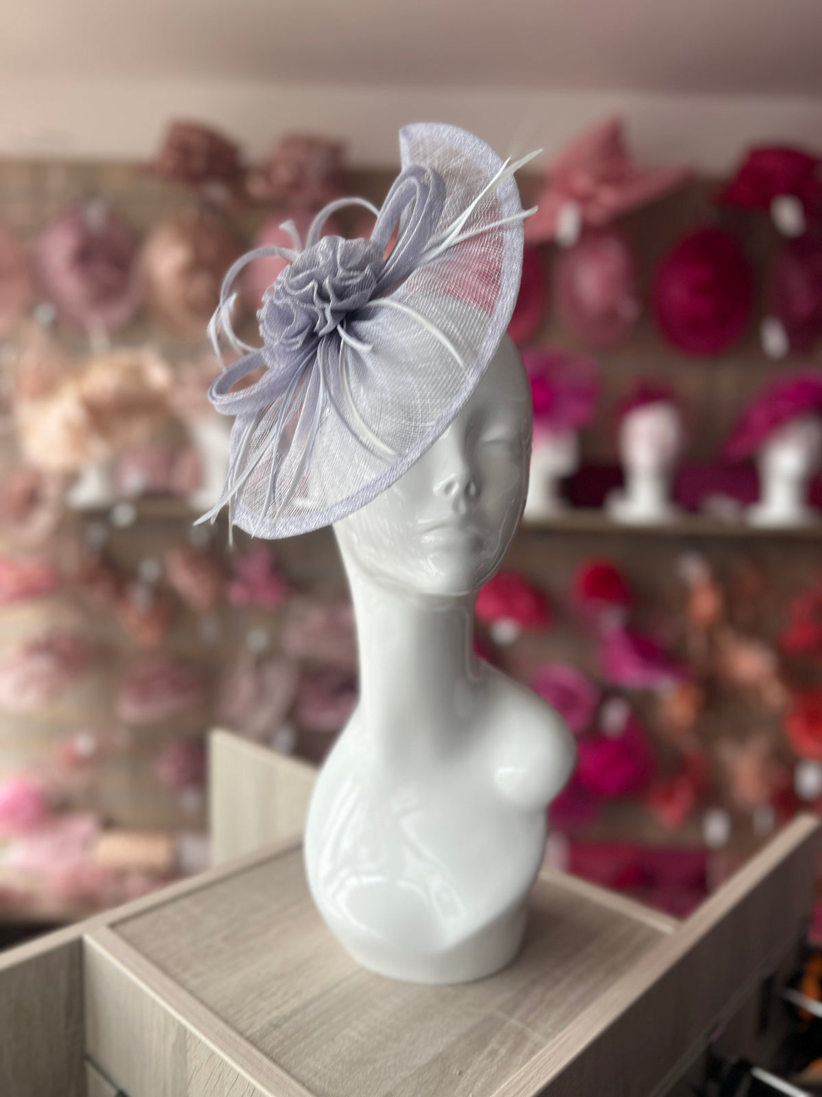 Crescent Design Half Disc Cornflower Blue Wedding Fascinator-Fascinators Direct