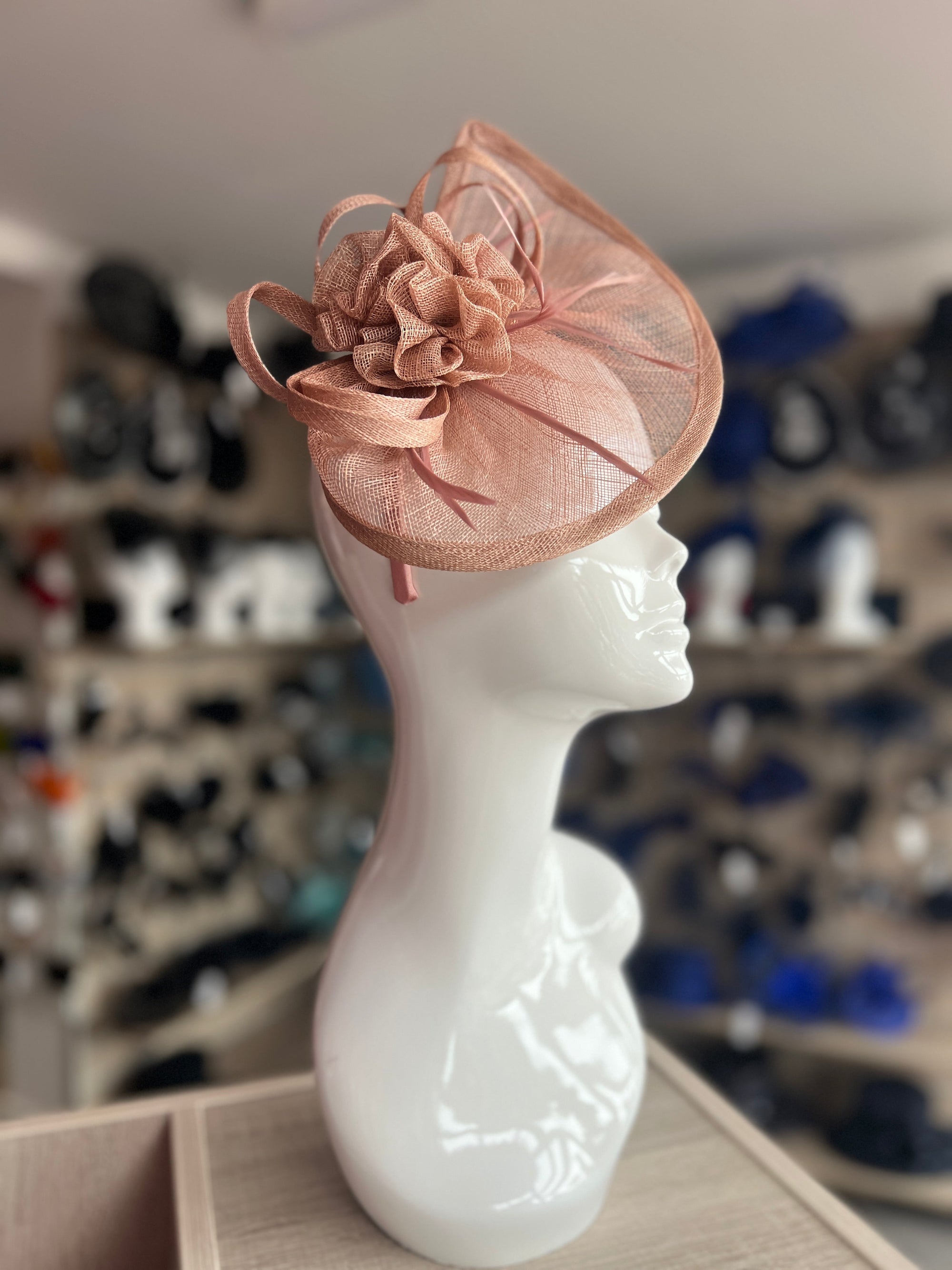 Crescent Design Half Disc Dusky Pink Wedding Fascinator-Fascinators Direct