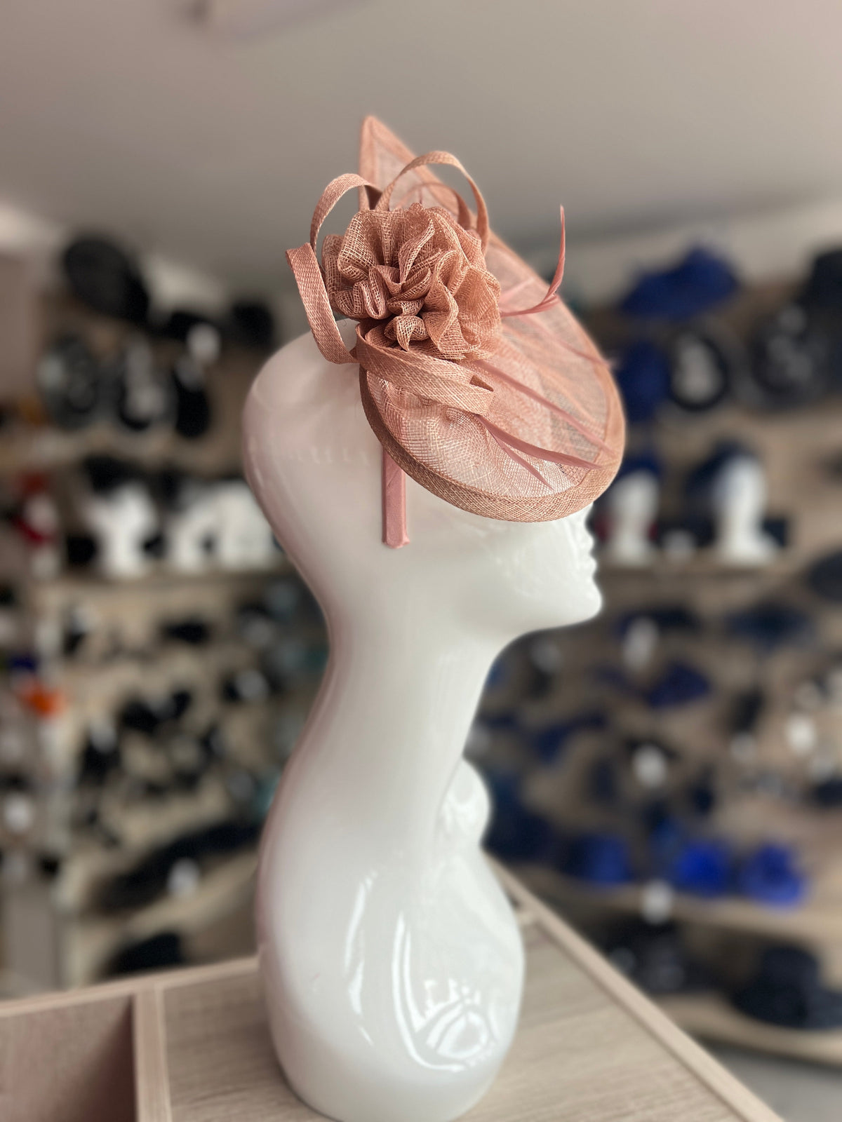 Crescent Design Half Disc Dusky Pink Wedding Fascinator-Fascinators Direct