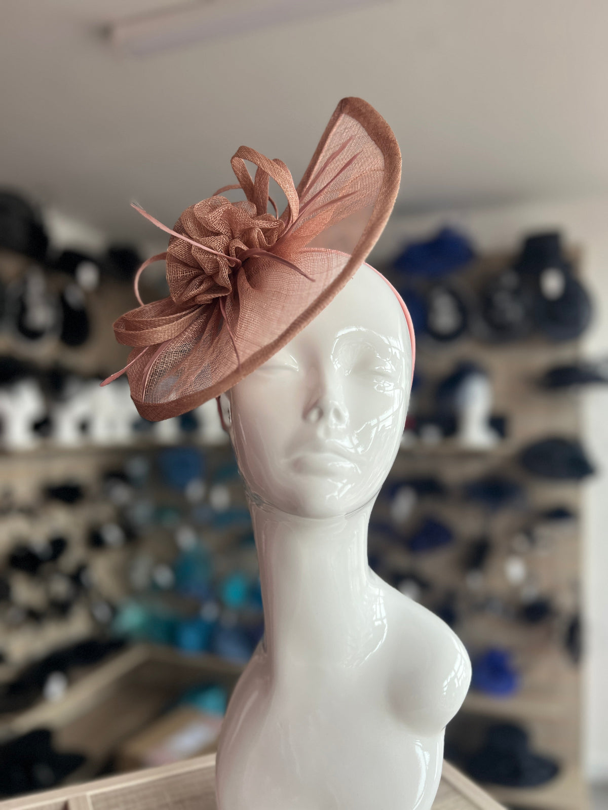 Crescent Design Half Disc Dusky Pink Wedding Fascinator-Fascinators Direct