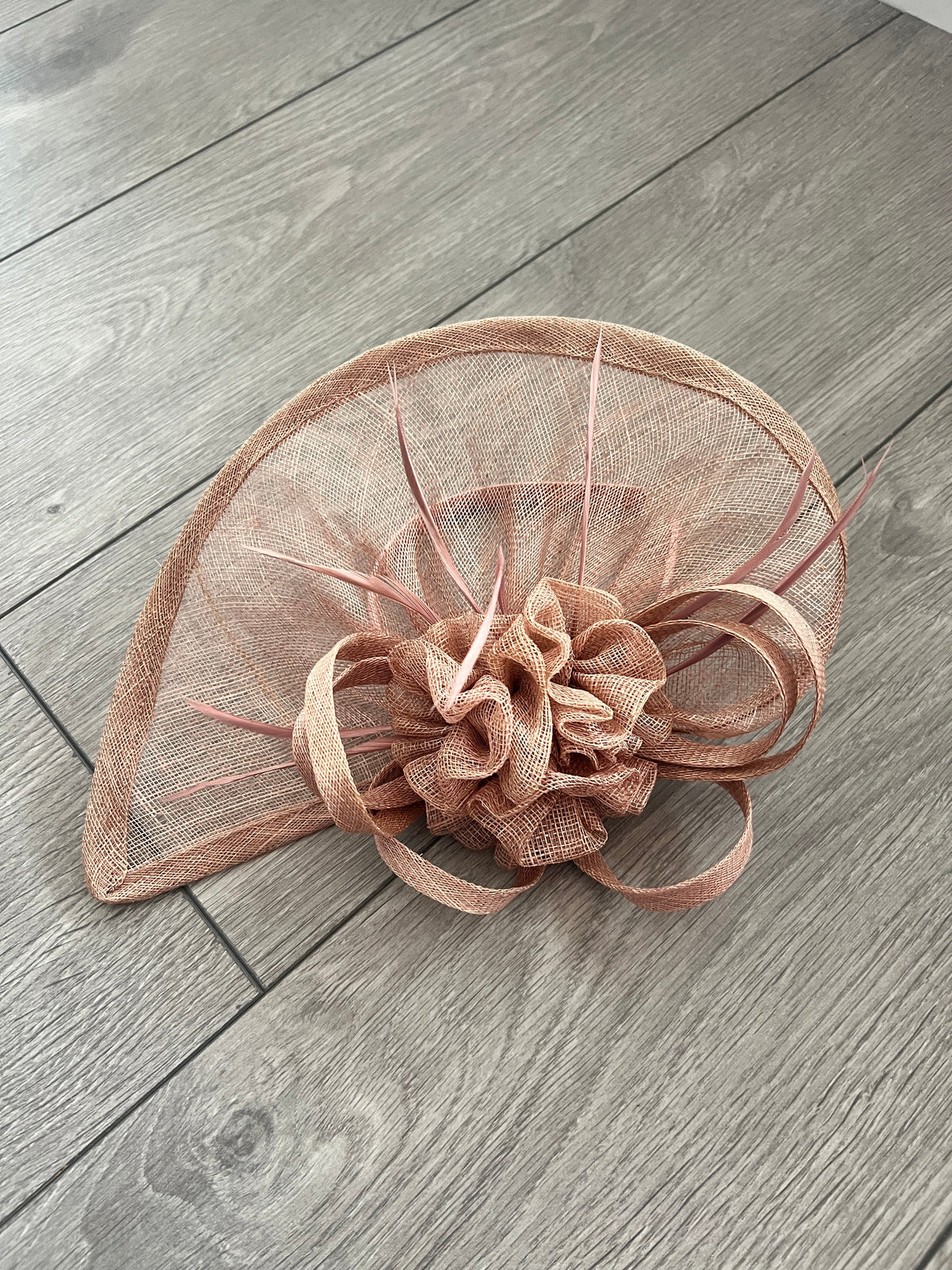 Crescent Design Half Disc Dusky Pink Wedding Fascinator-Fascinators Direct