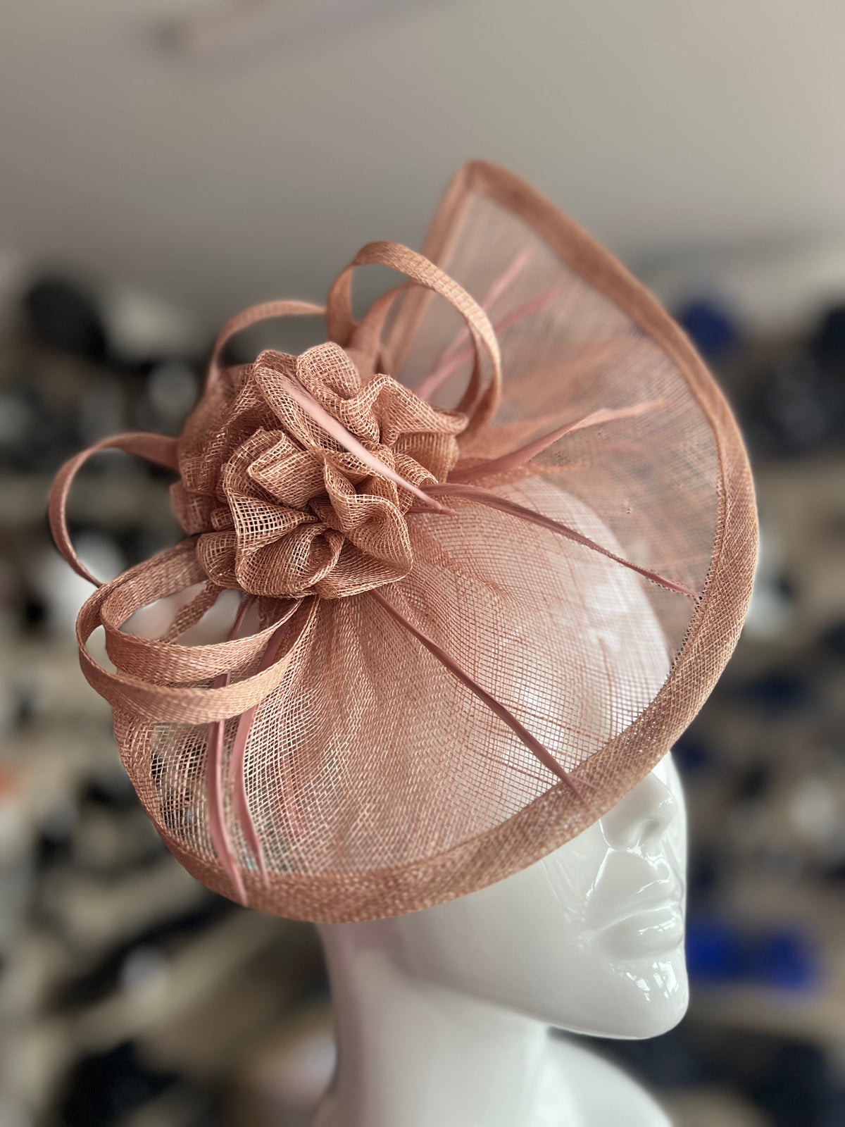 Crescent Design Half Disc Dusky Pink Wedding Fascinator-Fascinators Direct