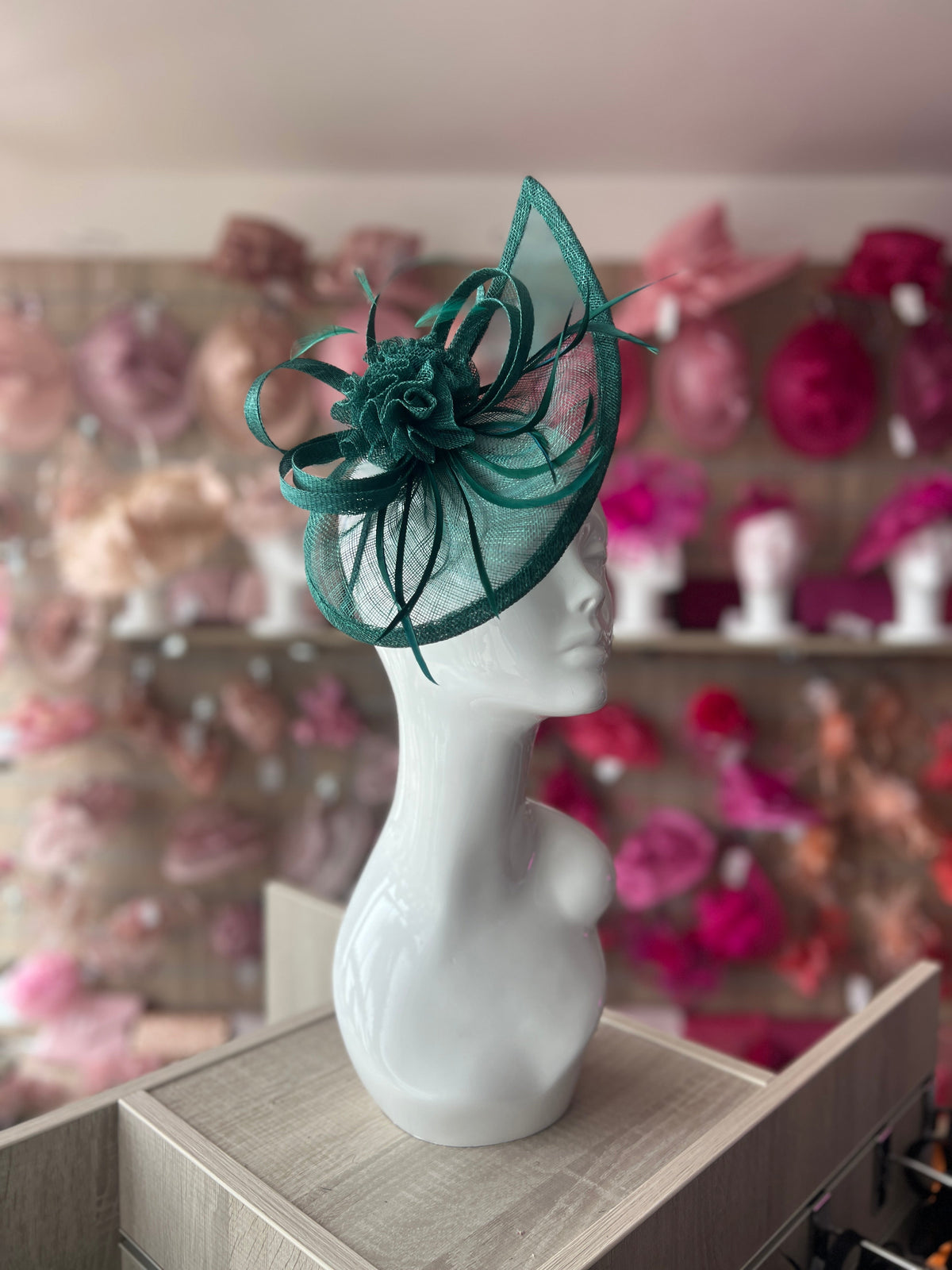 Crescent Design Half Disc Emerald Green Wedding Fascinator-Fascinators Direct
