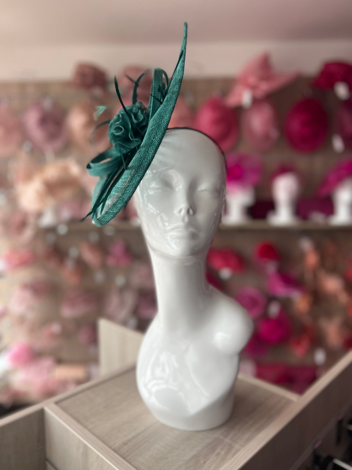 Crescent Design Half Disc Emerald Green Wedding Fascinator-Fascinators Direct