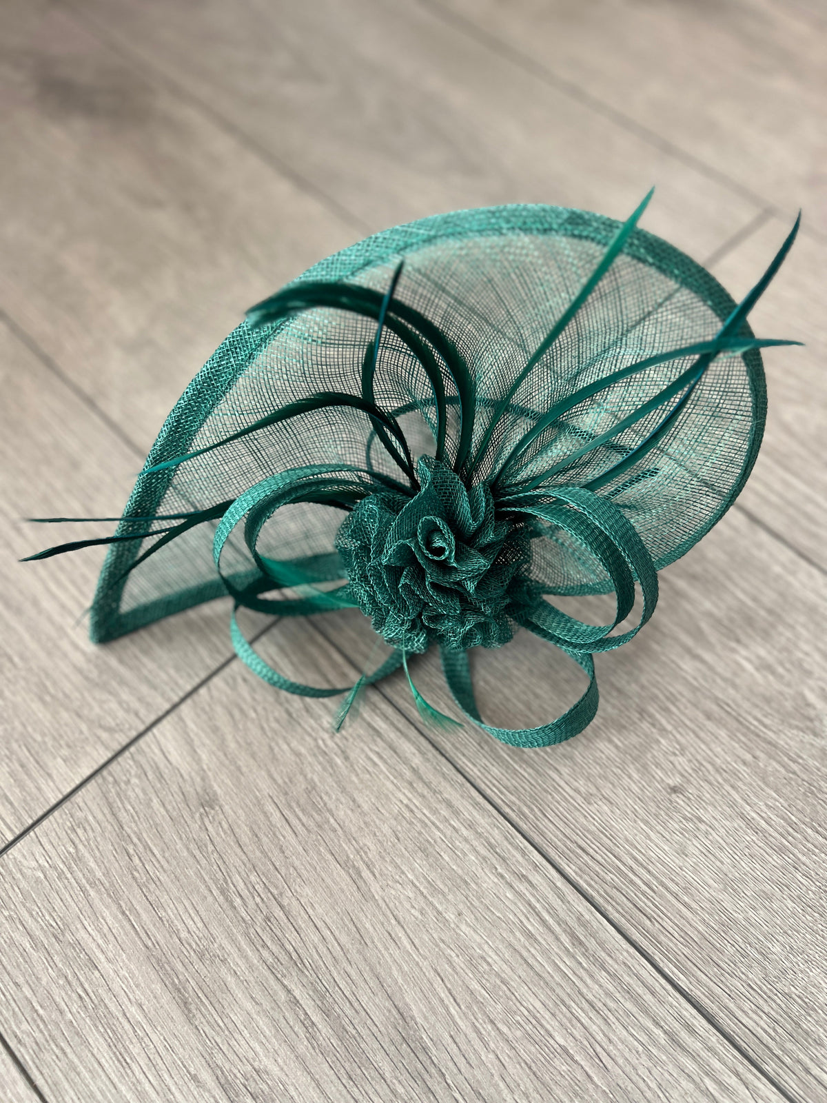 Crescent Design Half Disc Emerald Green Wedding Fascinator-Fascinators Direct