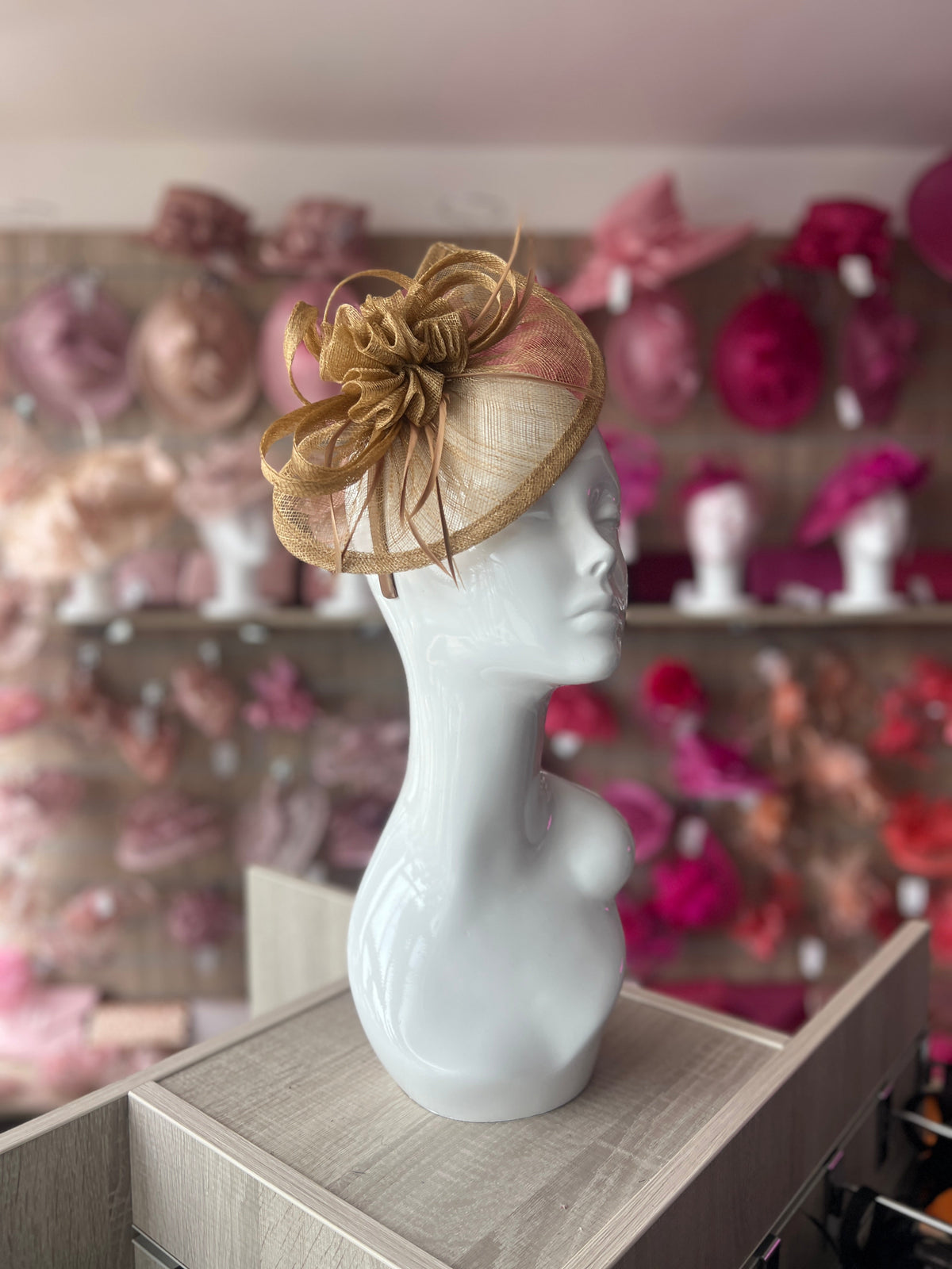 Crescent Design Half Disc Gold Fascinator-Fascinators Direct