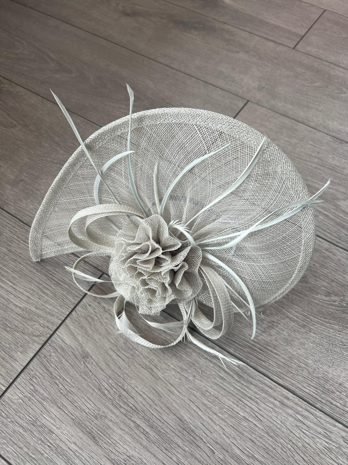 Crescent Design Half Disc Light Grey Wedding Fascinator-Fascinators Direct