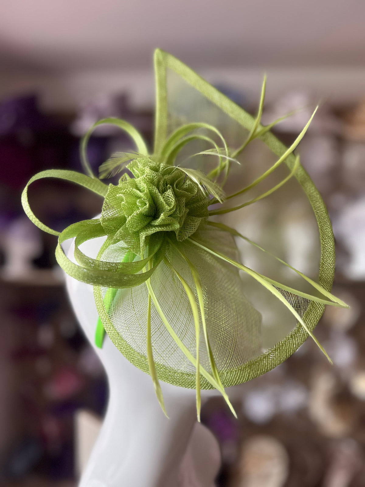 Crescent Design Half Disc Lime Green Fascinator-Fascinators Direct