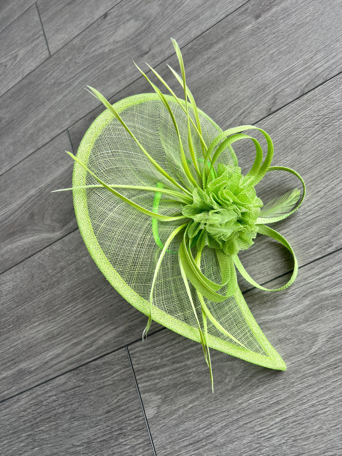 Crescent Design Half Disc Lime Green Fascinator-Fascinators Direct