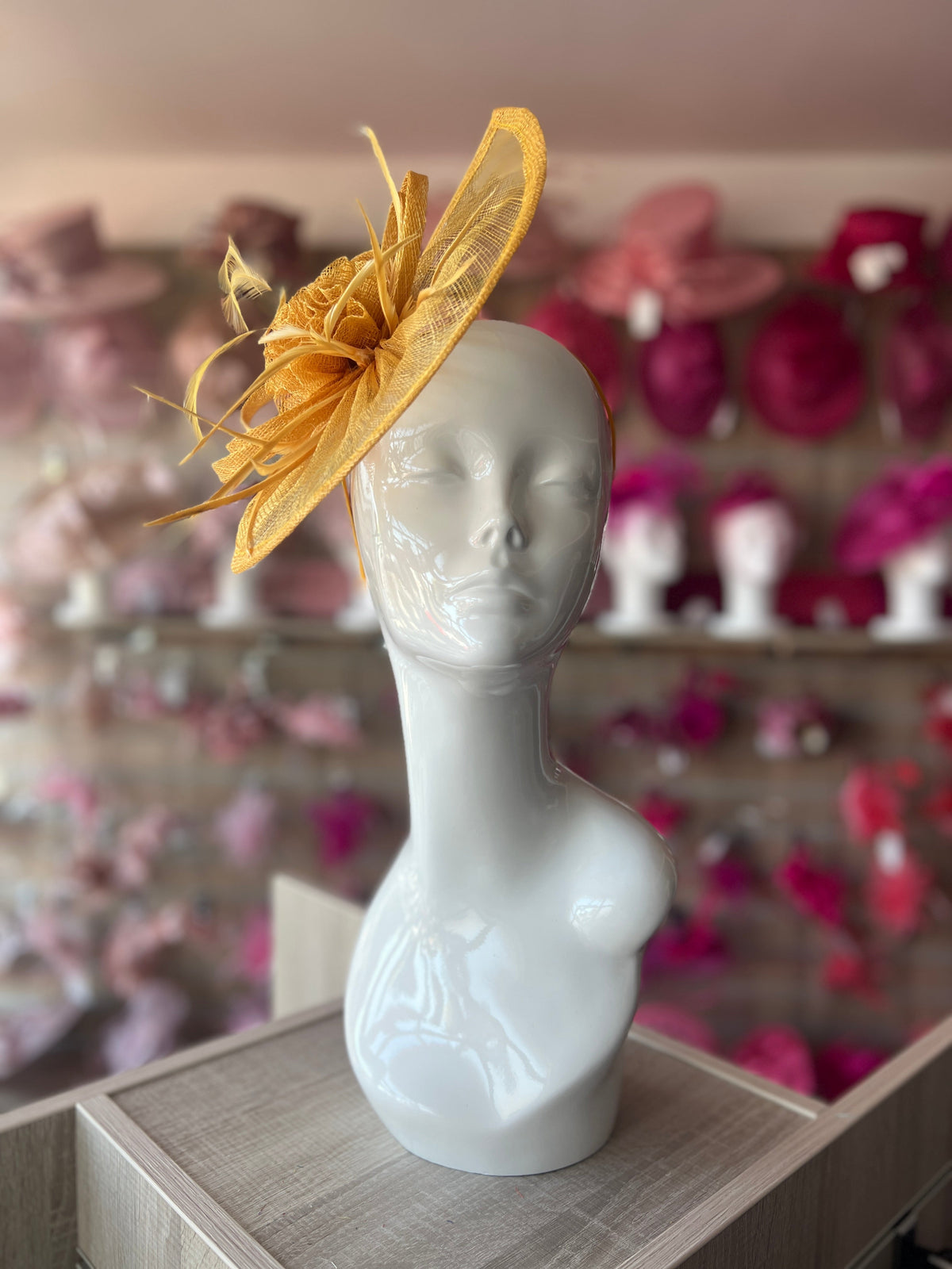 Crescent Design Half Disc Mustard Fascinator-Fascinators Direct