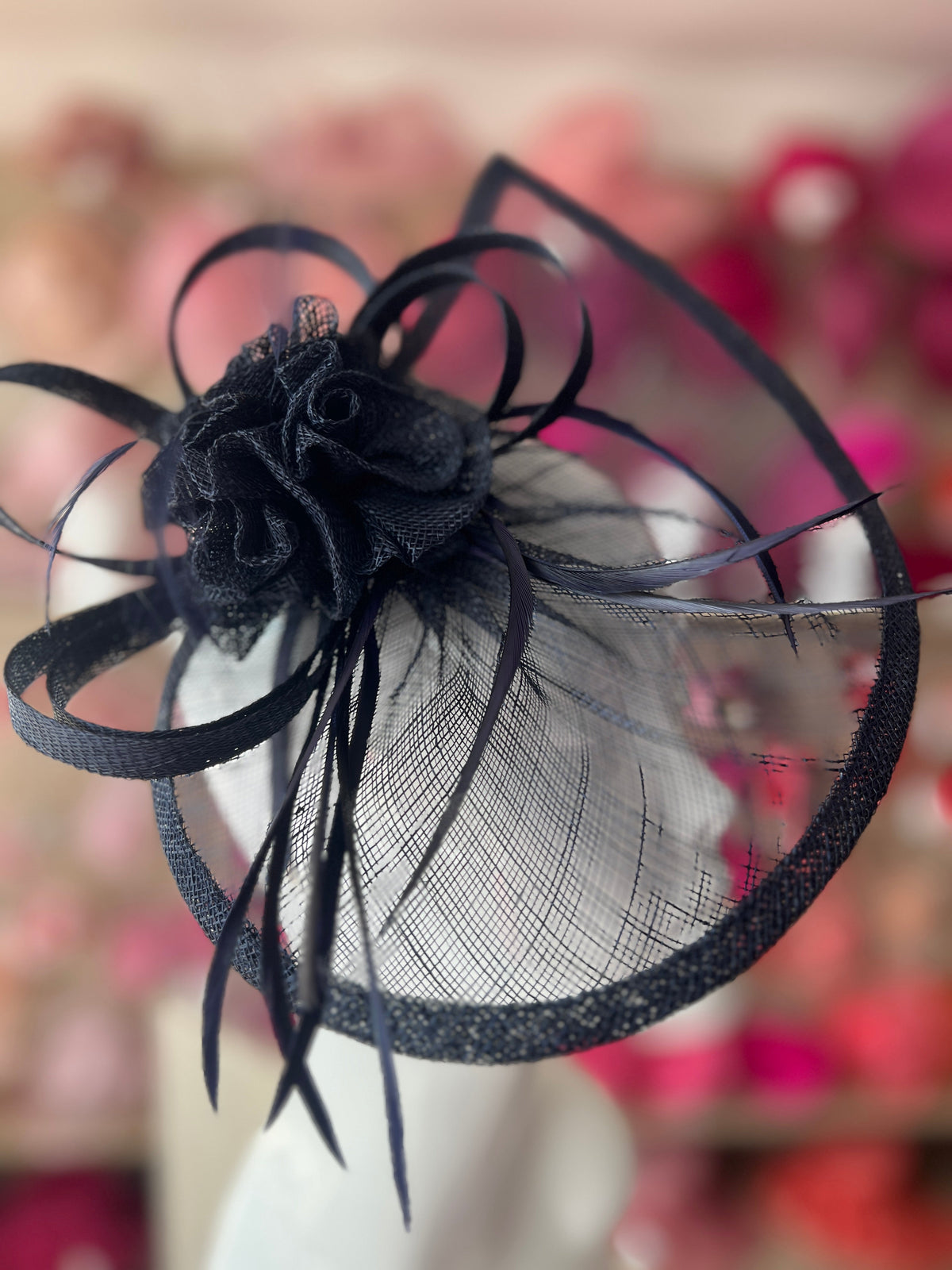 Crescent Design Half Disc Navy Blue Fascinator-Fascinators Direct