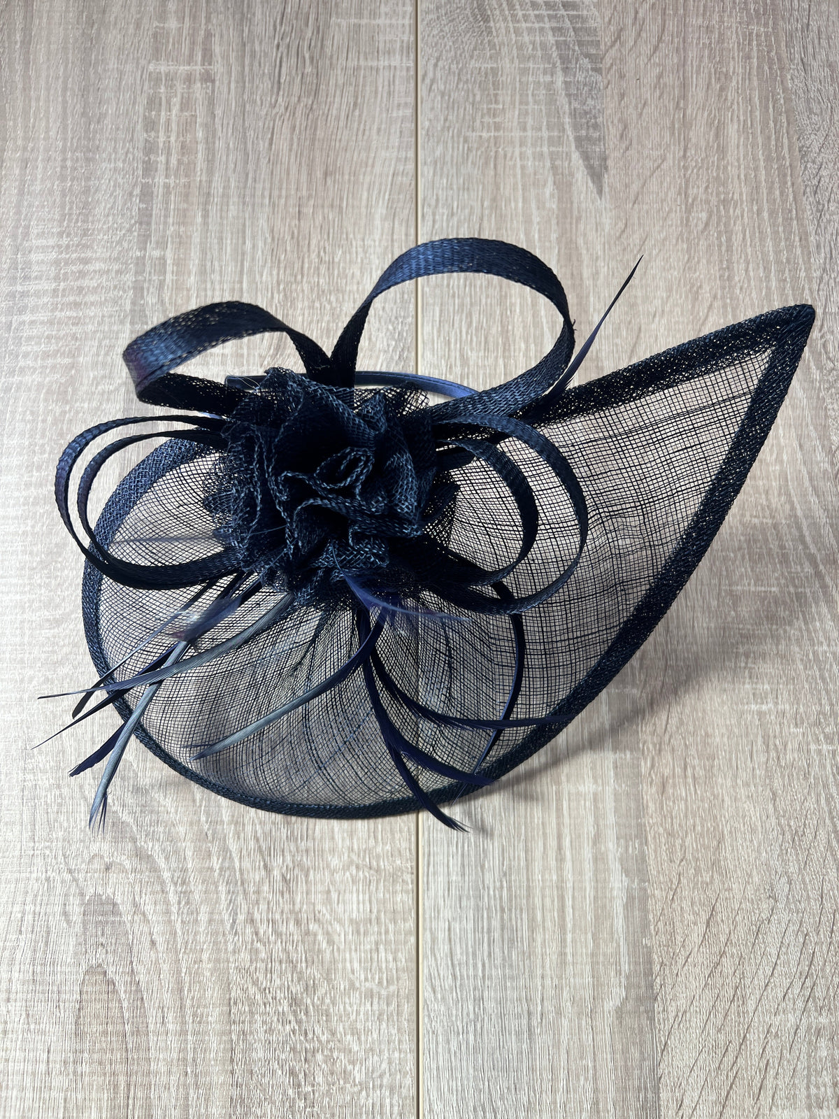 Crescent Design Half Disc Navy Blue Fascinator-Fascinators Direct