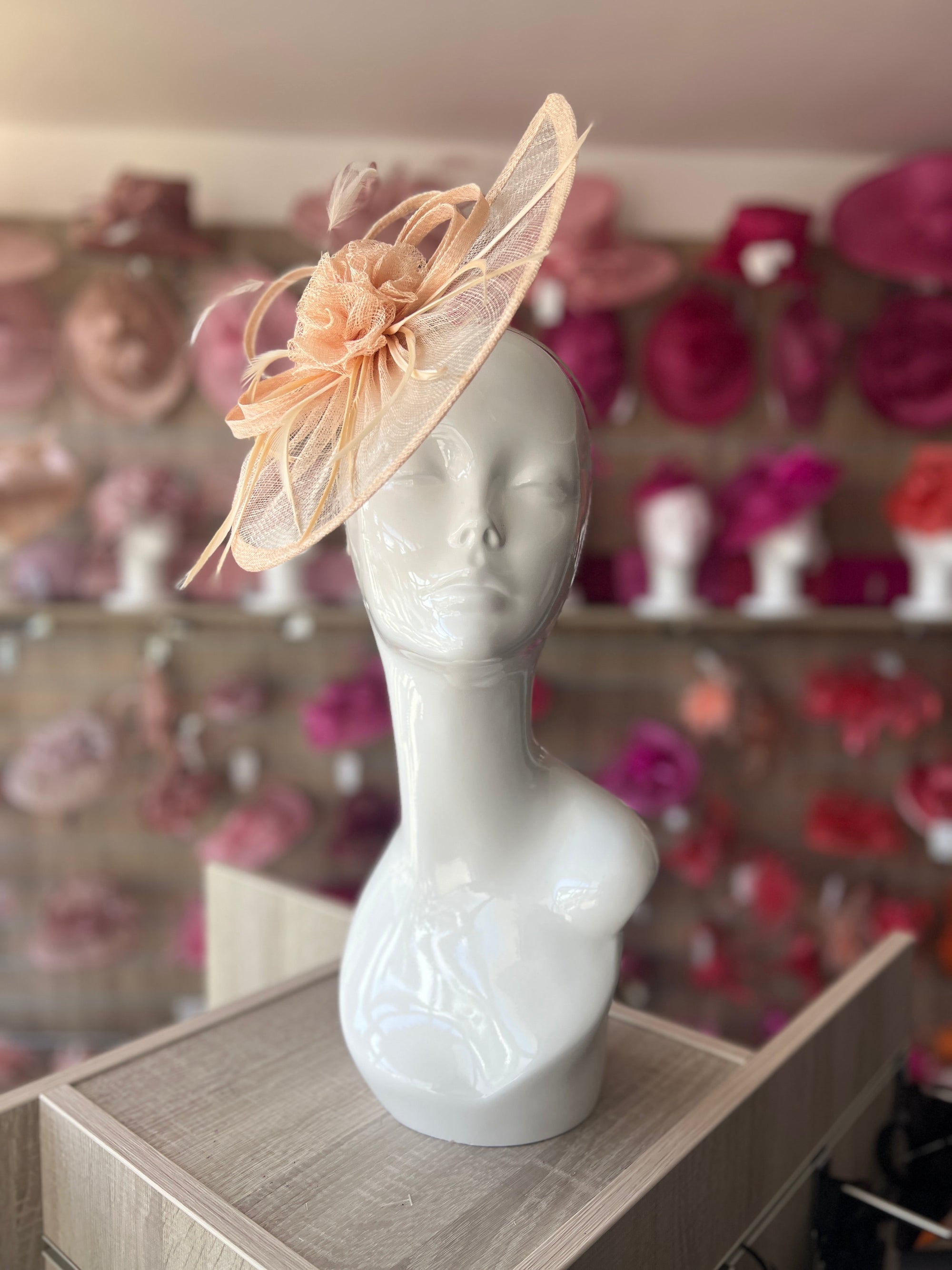 Crescent Design Half Disc Nude Wedding Fascinator-Fascinators Direct