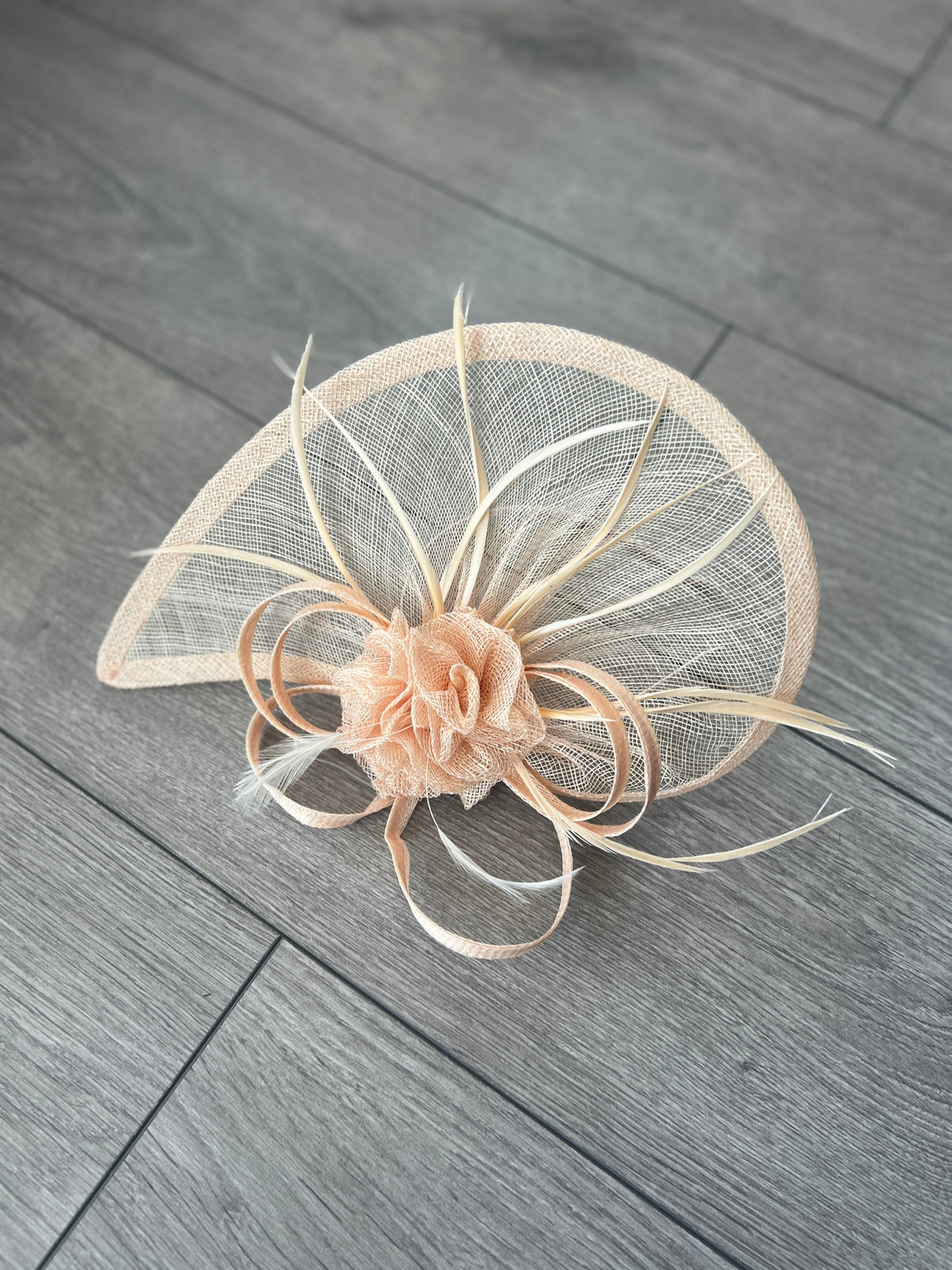Crescent Design Half Disc Nude Wedding Fascinator-Fascinators Direct