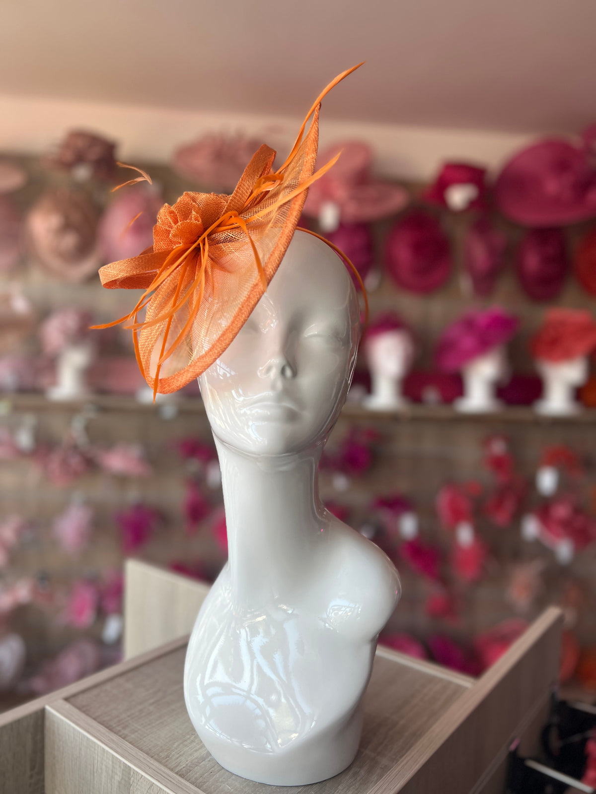 Crescent Design Half Disc Orange Wedding Fascinator-Fascinators Direct