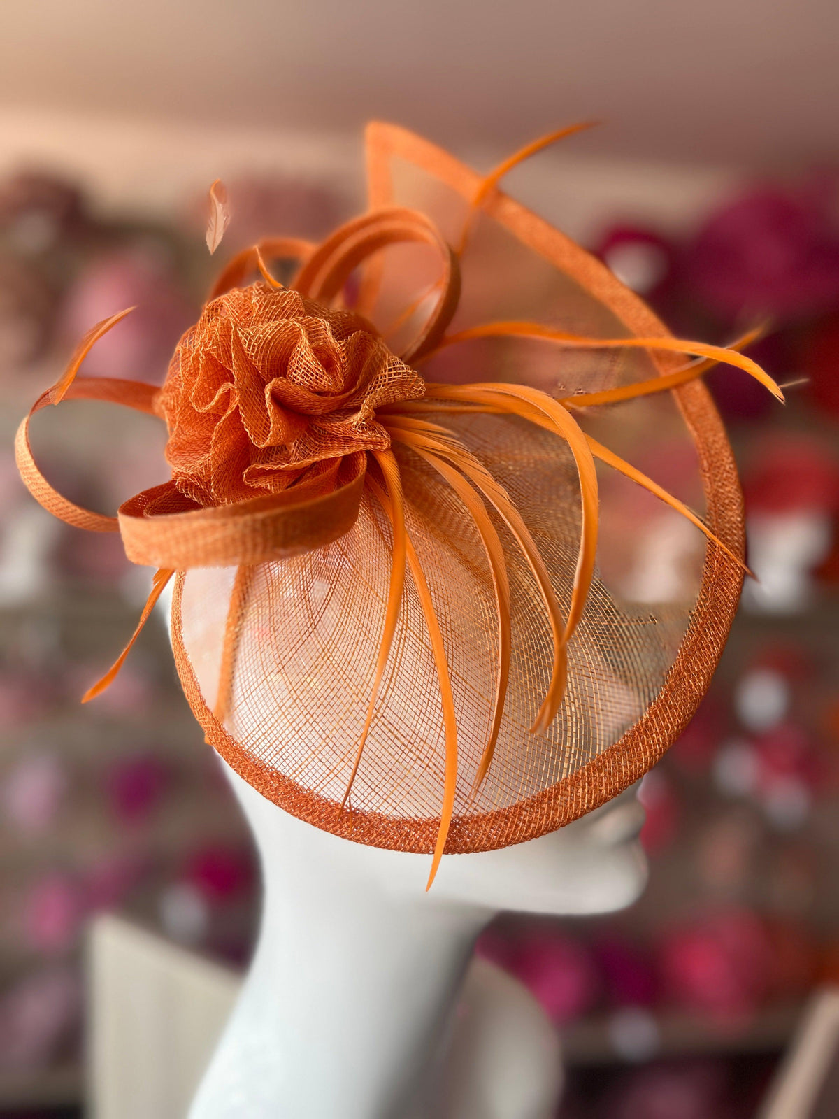 Crescent Design Half Disc Orange Wedding Fascinator-Fascinators Direct