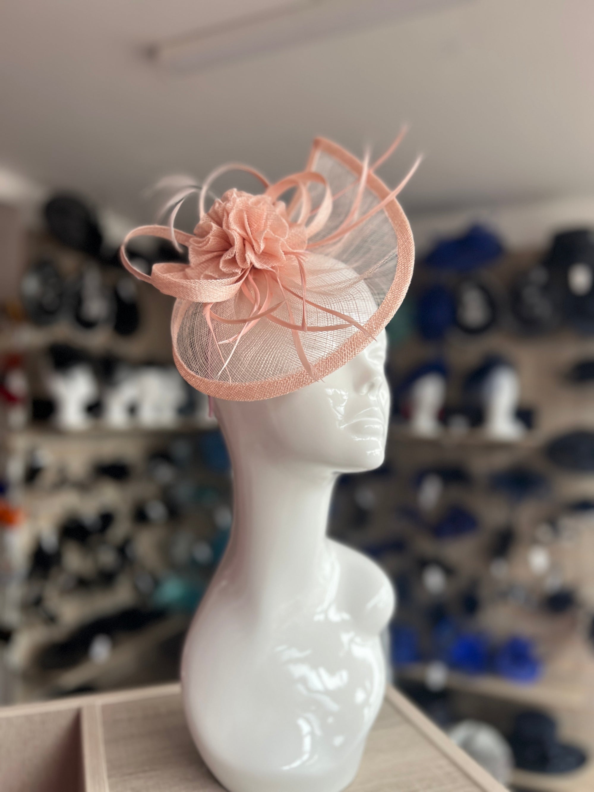 Crescent Design Half Disc Pale Pink Fascinator-Fascinators Direct