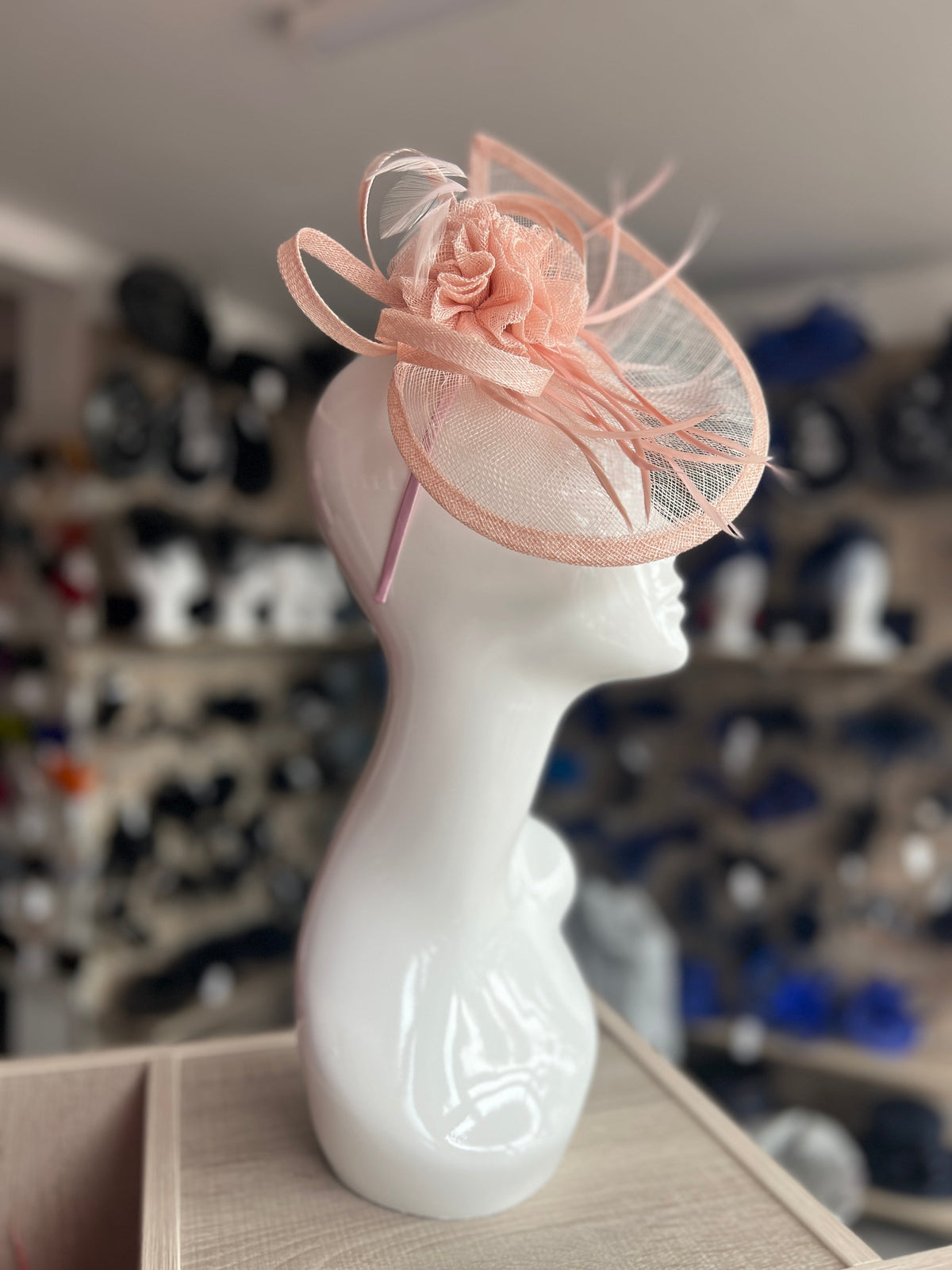 Crescent Design Half Disc Pale Pink Fascinator-Fascinators Direct