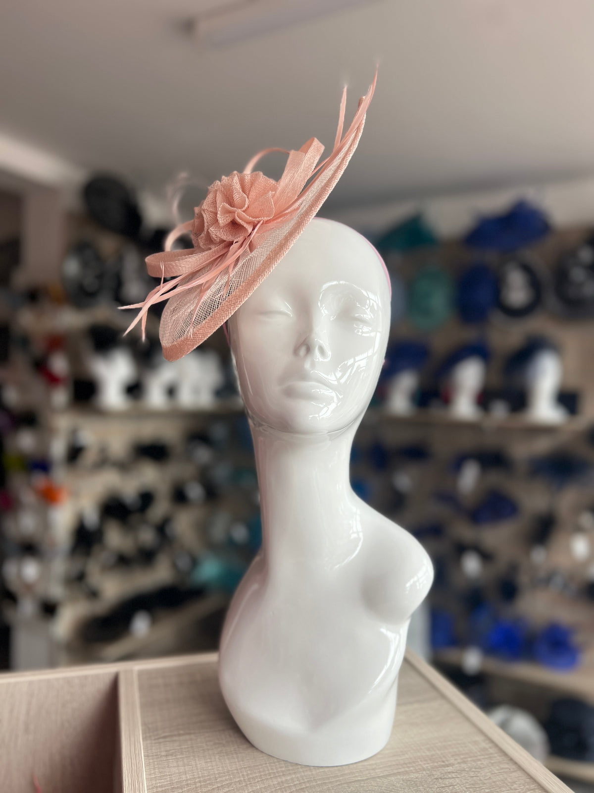 Crescent Design Half Disc Pale Pink Fascinator-Fascinators Direct