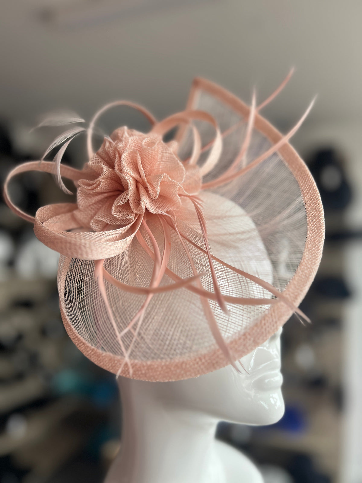 Crescent Design Half Disc Pale Pink Fascinator-Fascinators Direct