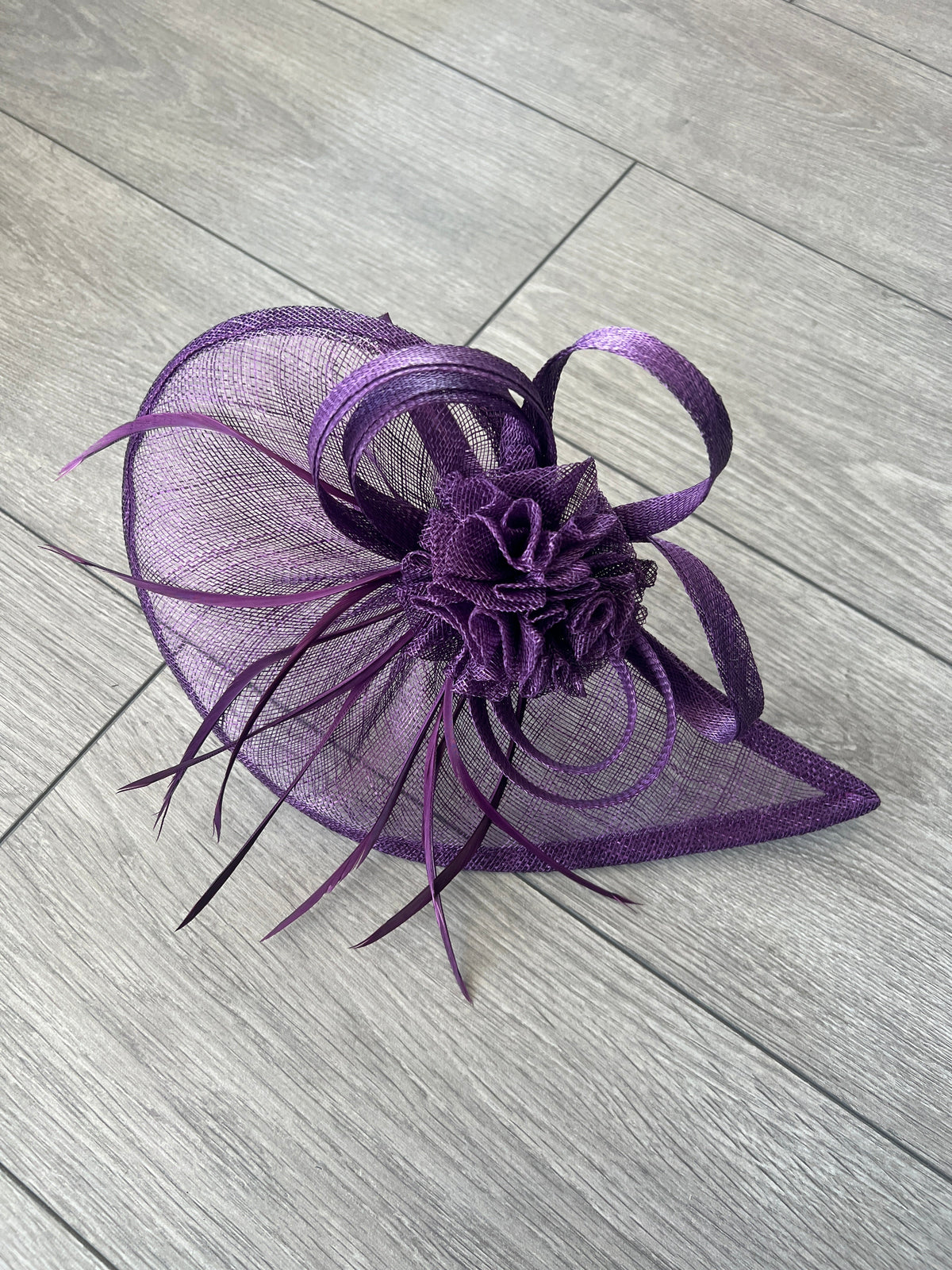 Crescent Design Half Disc Purple Wedding Fascinator-Fascinators Direct