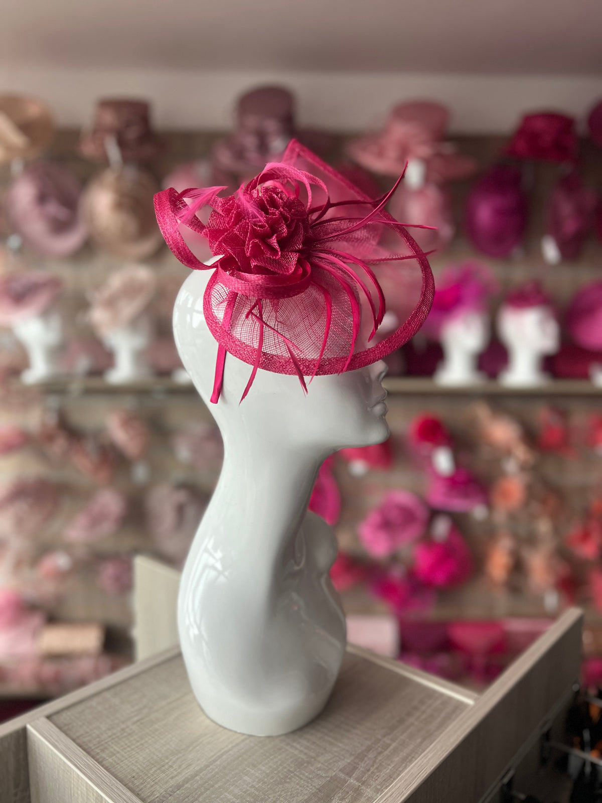 Crescent Design Half Disc Raspberry Pink Fascinator-Fascinators Direct