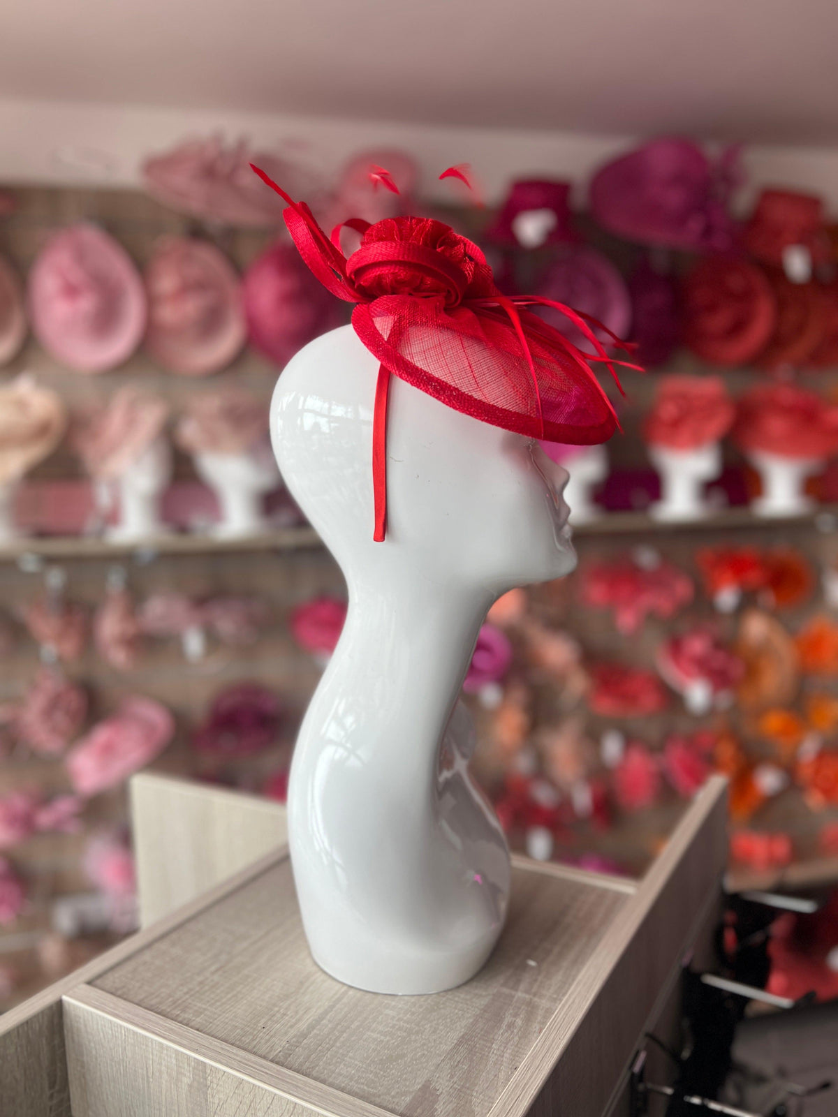 Crescent Design Half Disc Red Wedding Fascinator-Fascinators Direct