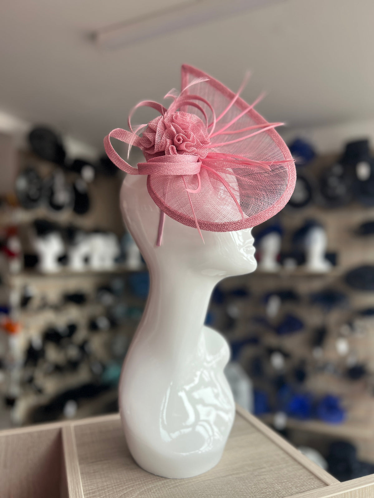 Crescent Design Half Disc Rose Pink Fascinator-Fascinators Direct