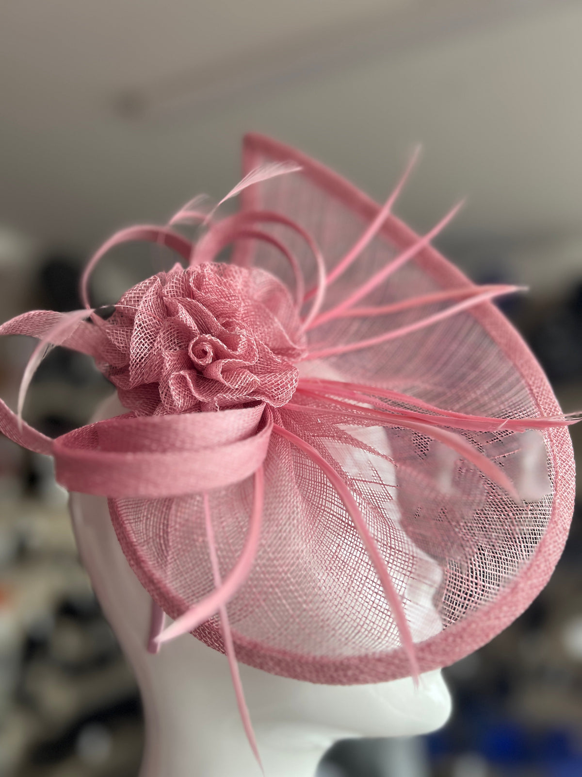 Crescent Design Half Disc Rose Pink Fascinator-Fascinators Direct
