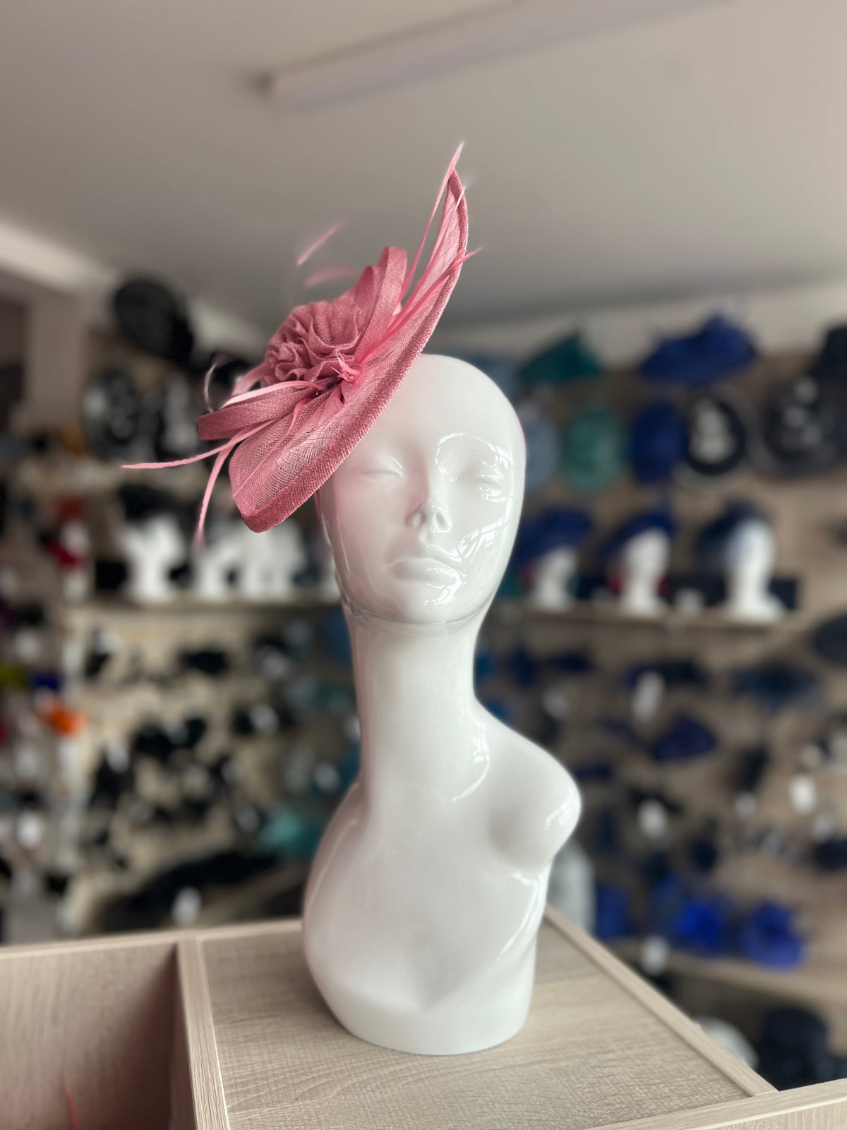 Crescent Design Half Disc Rose Pink Fascinator-Fascinators Direct