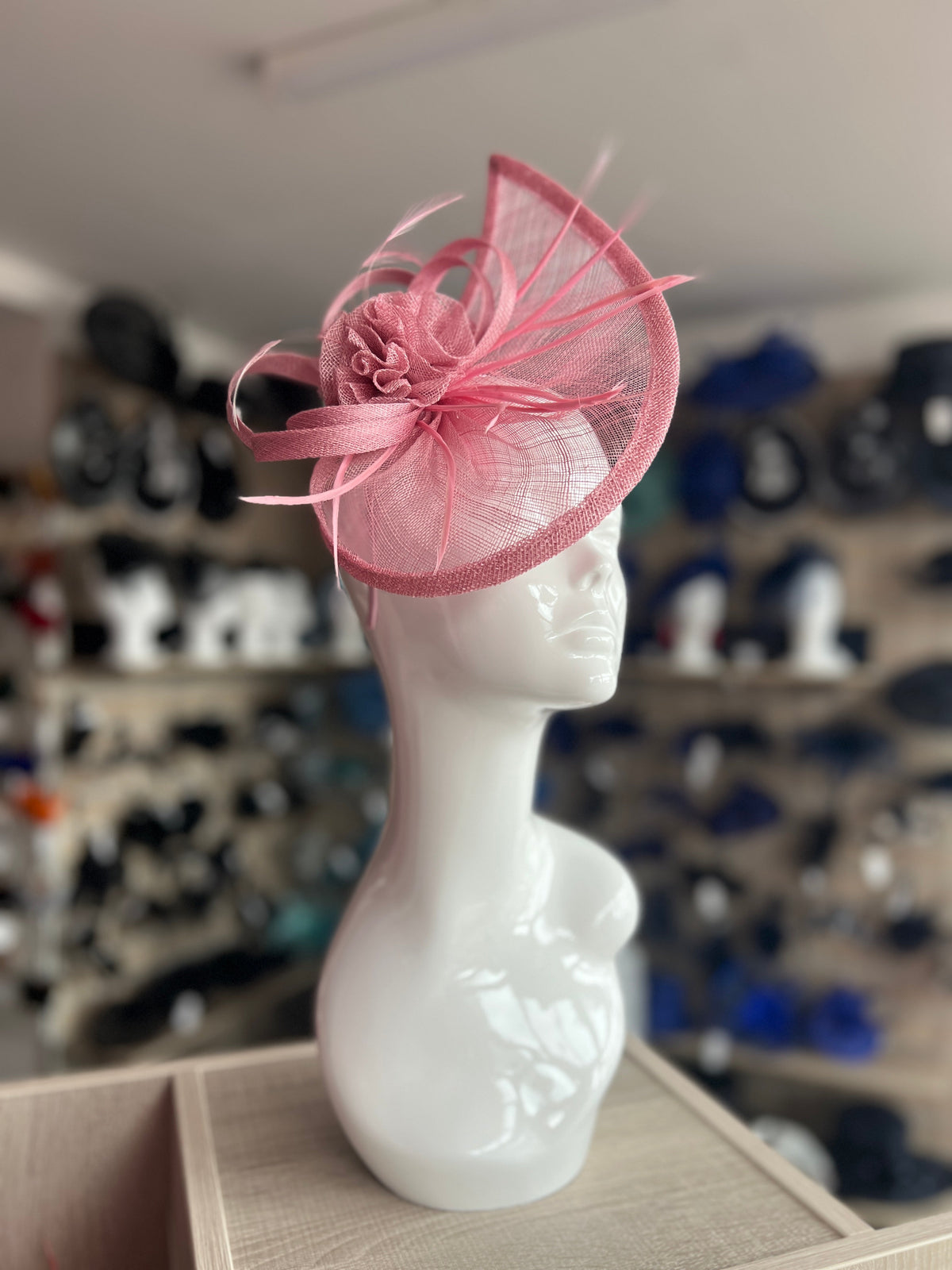 Crescent Design Half Disc Rose Pink Fascinator-Fascinators Direct