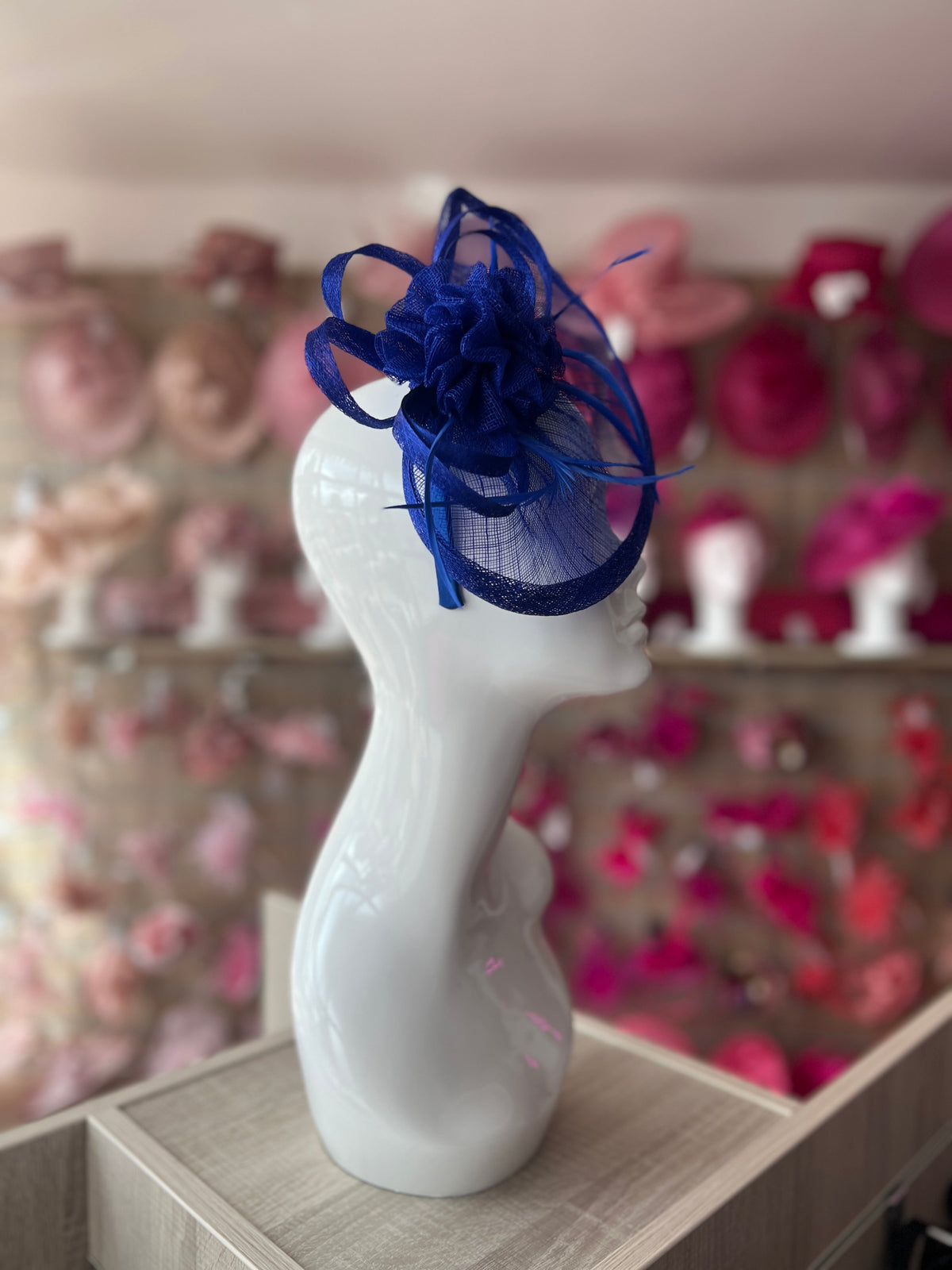 Crescent Design Half Disc Royal Blue Wedding Fascinator-Fascinators Direct