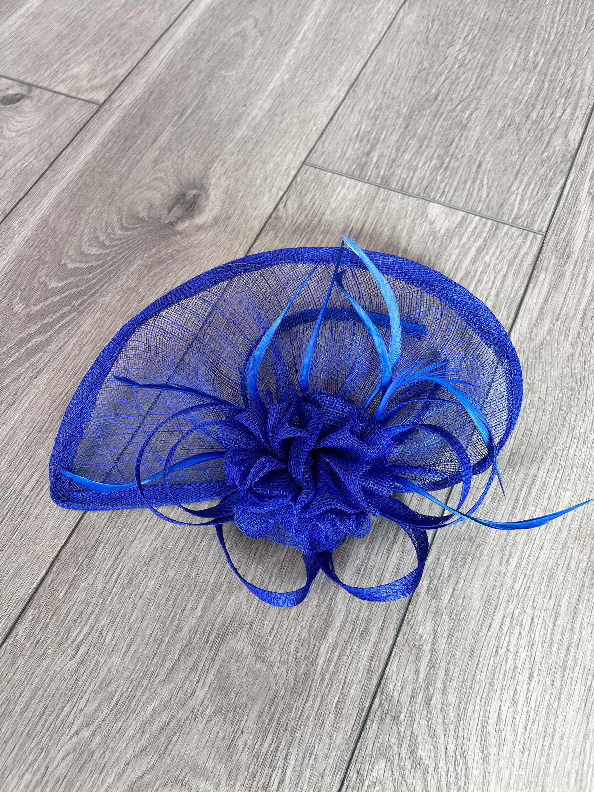 Crescent Design Half Disc Royal Blue Wedding Fascinator-Fascinators Direct