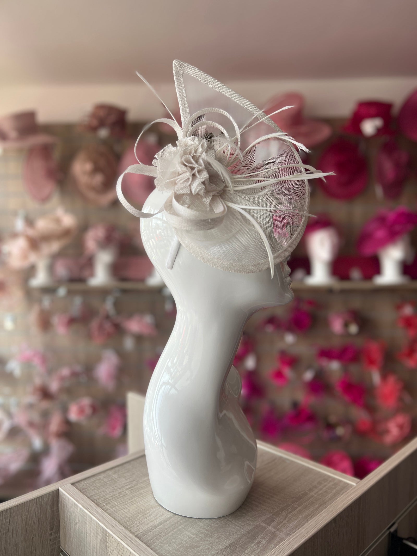 Crescent Design Half Disc White Wedding Fascinator-Fascinators Direct