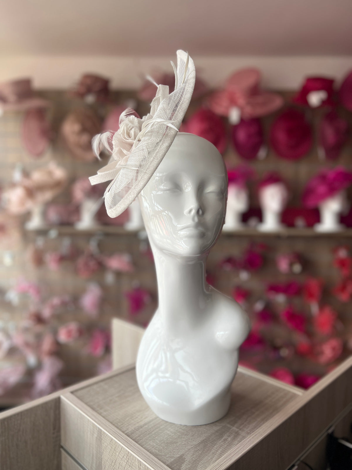 Crescent Design Half Disc White Wedding Fascinator-Fascinators Direct