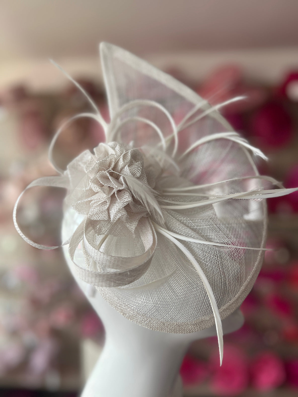 Crescent Design Half Disc White Wedding Fascinator-Fascinators Direct
