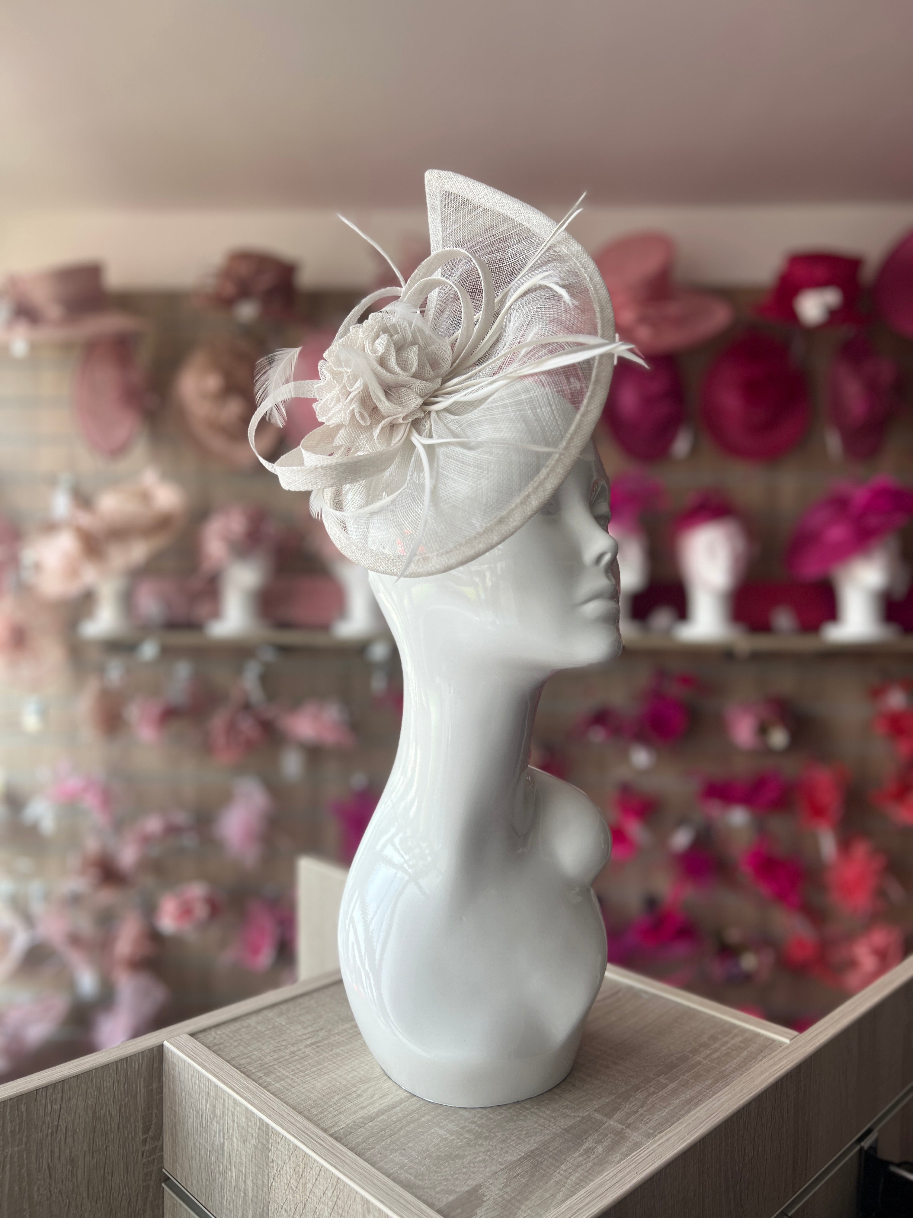 White and Grey 2024 Art Deco Inspired Fascinator