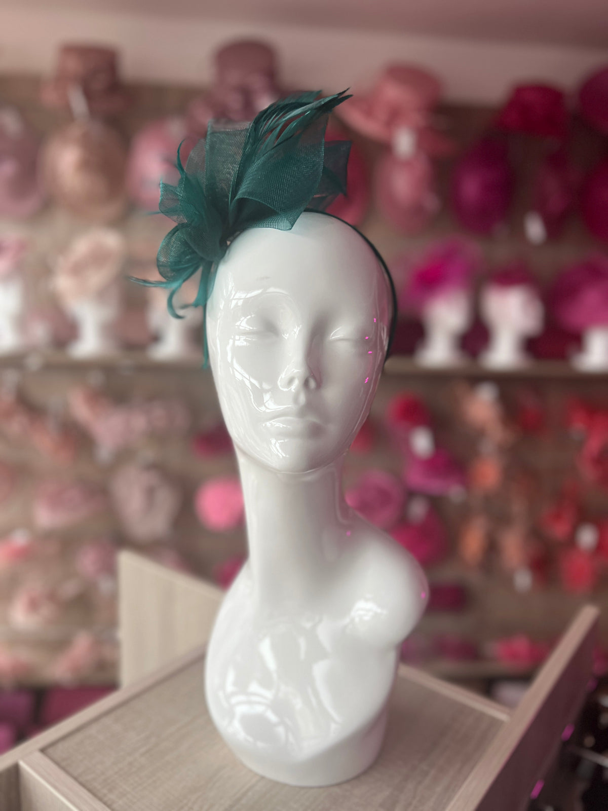 Crinoline Bottle Green Flower Fascinator Headband-Fascinators Direct