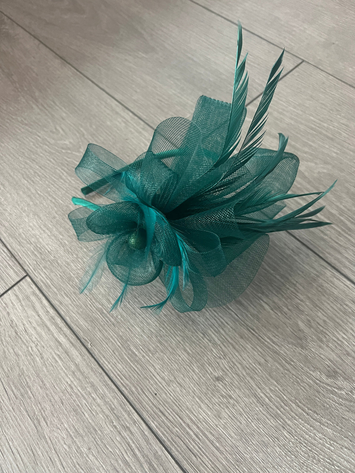 Crinoline Bottle Green Flower Fascinator Headband-Fascinators Direct
