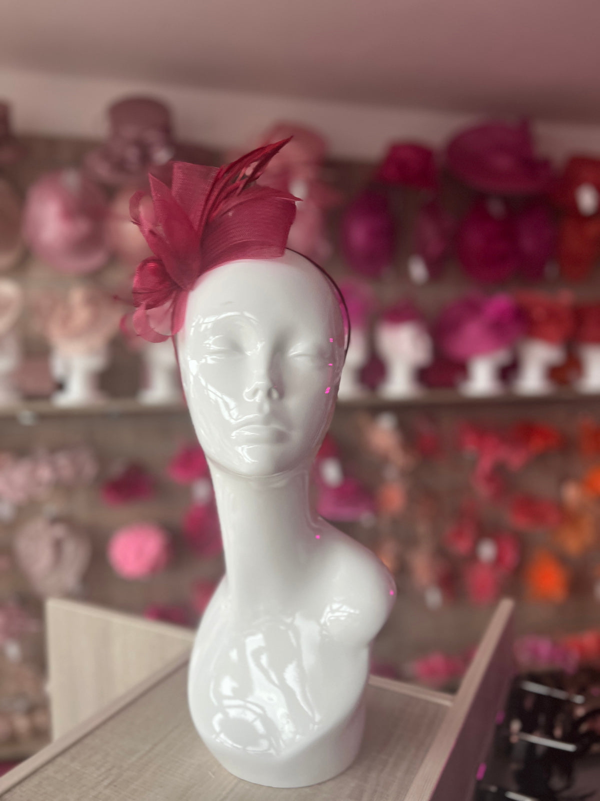 Crinoline Burgundy Flower Fascinator Headband-Fascinators Direct