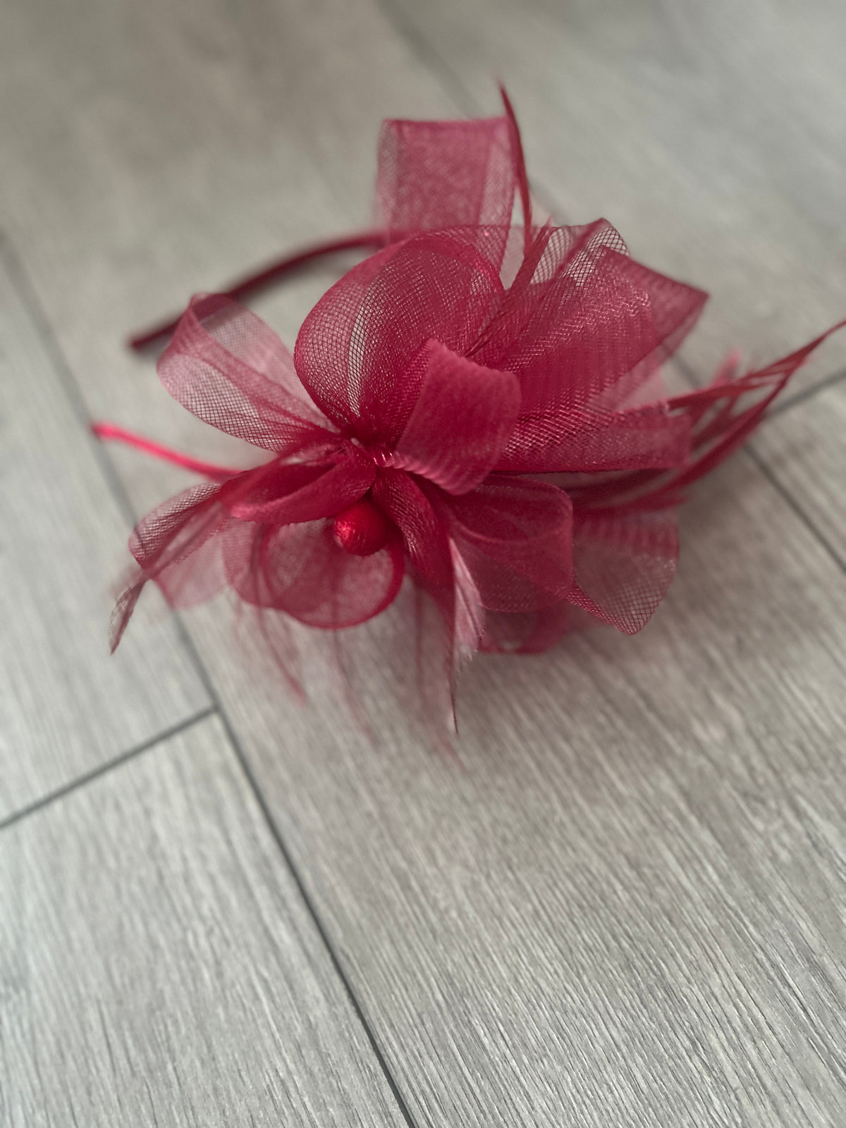 Crinoline Burgundy Flower Fascinator Headband-Fascinators Direct